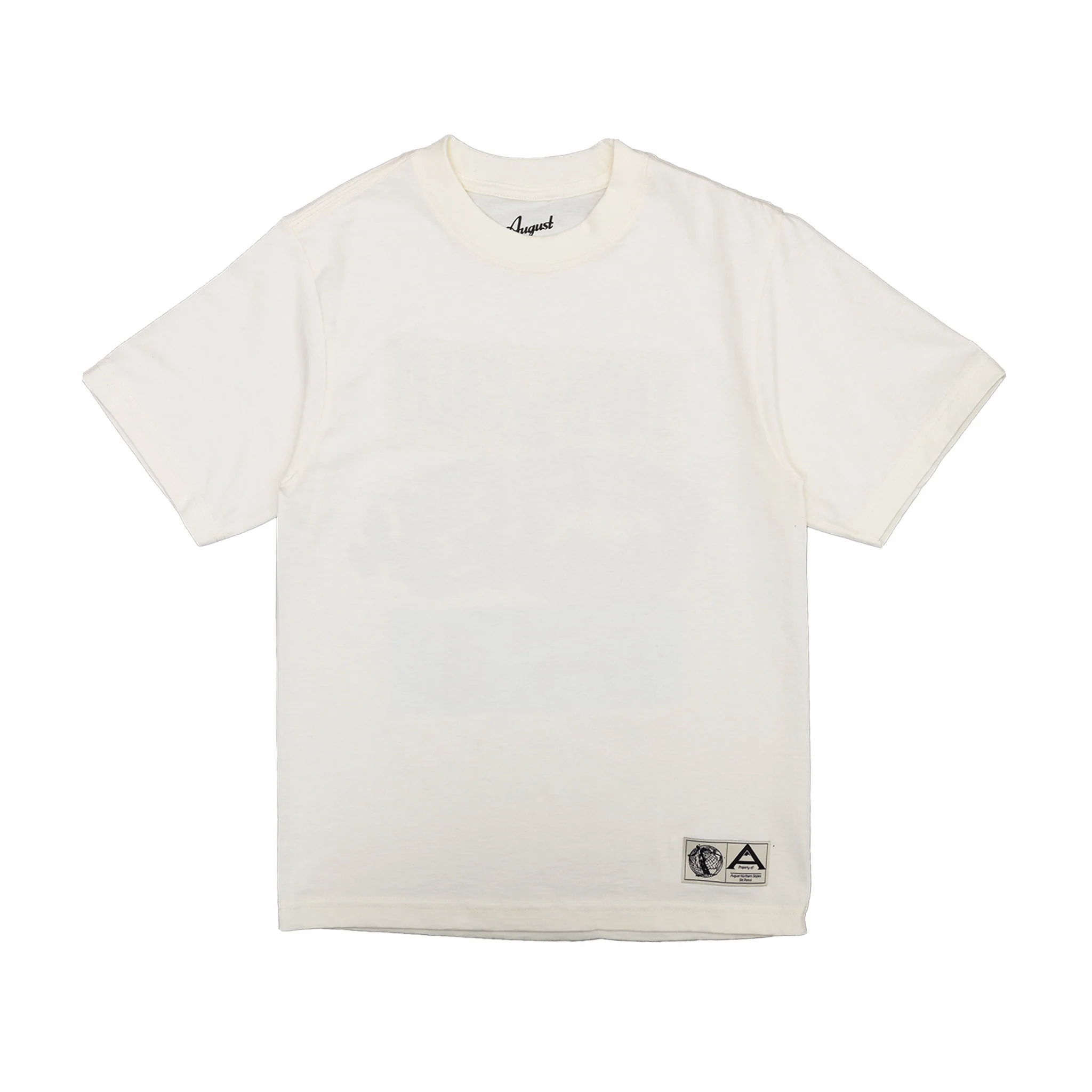 August "Ski the Midwest - Stickers" Heavyweight Cropped T-Shirt (Off White)