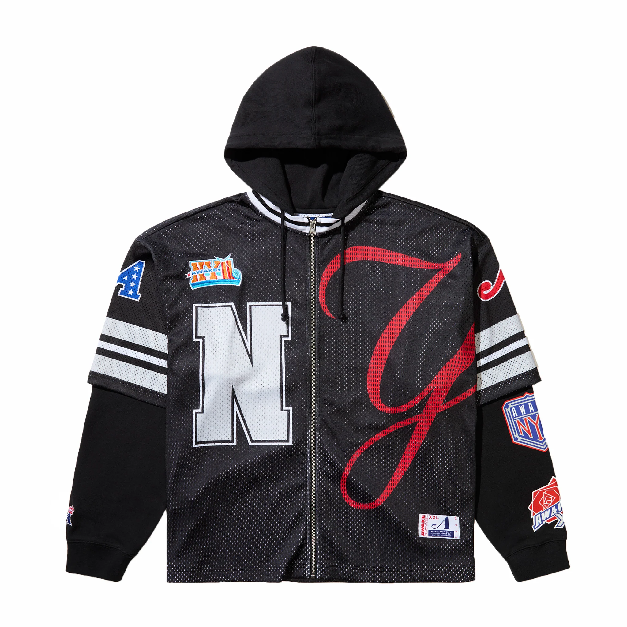 Awake NY Headcrack Champs Jersey Zip Hoodie (Black)