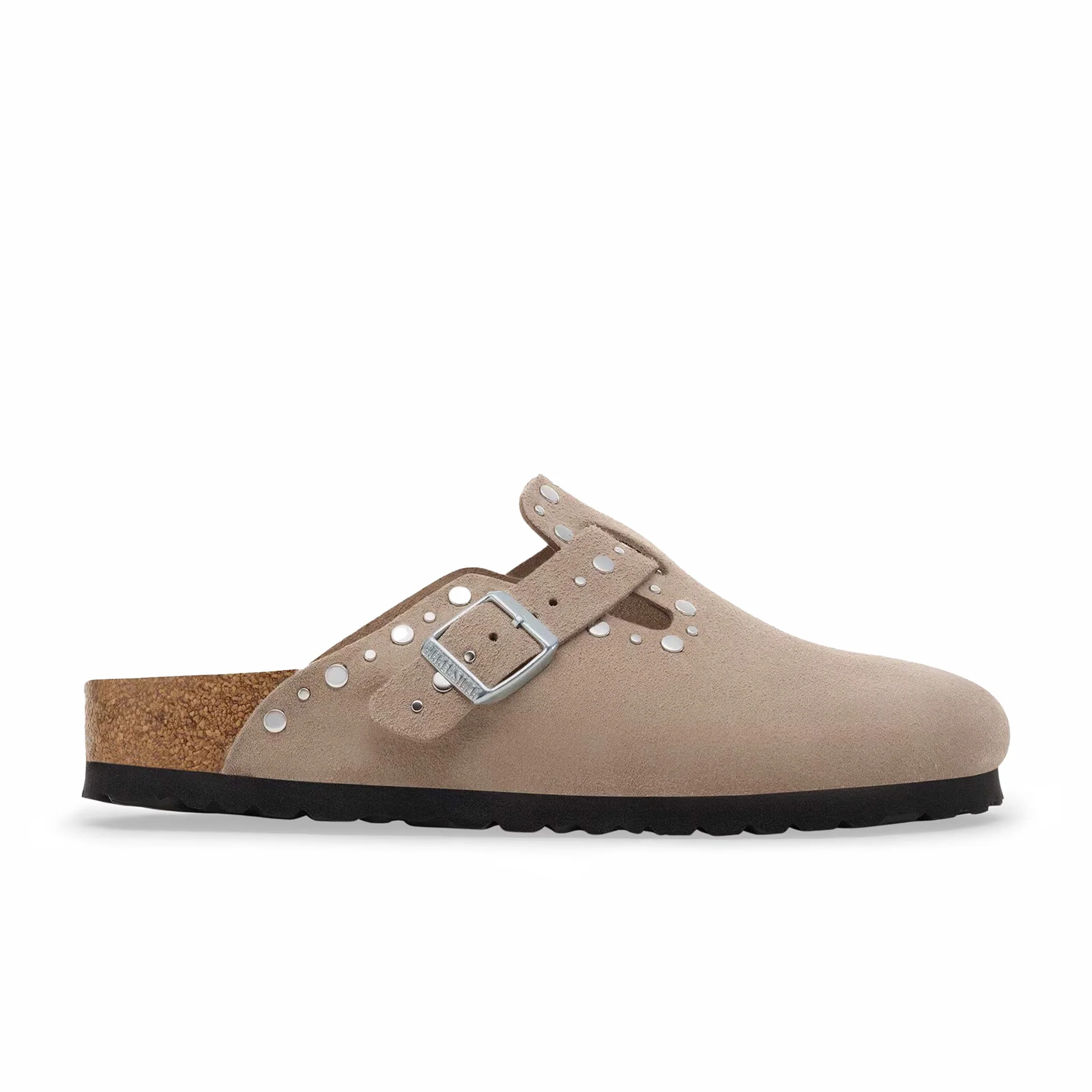Birkenstock Unisex Boston Rivets Suede Leather - Narrow (Taupe)