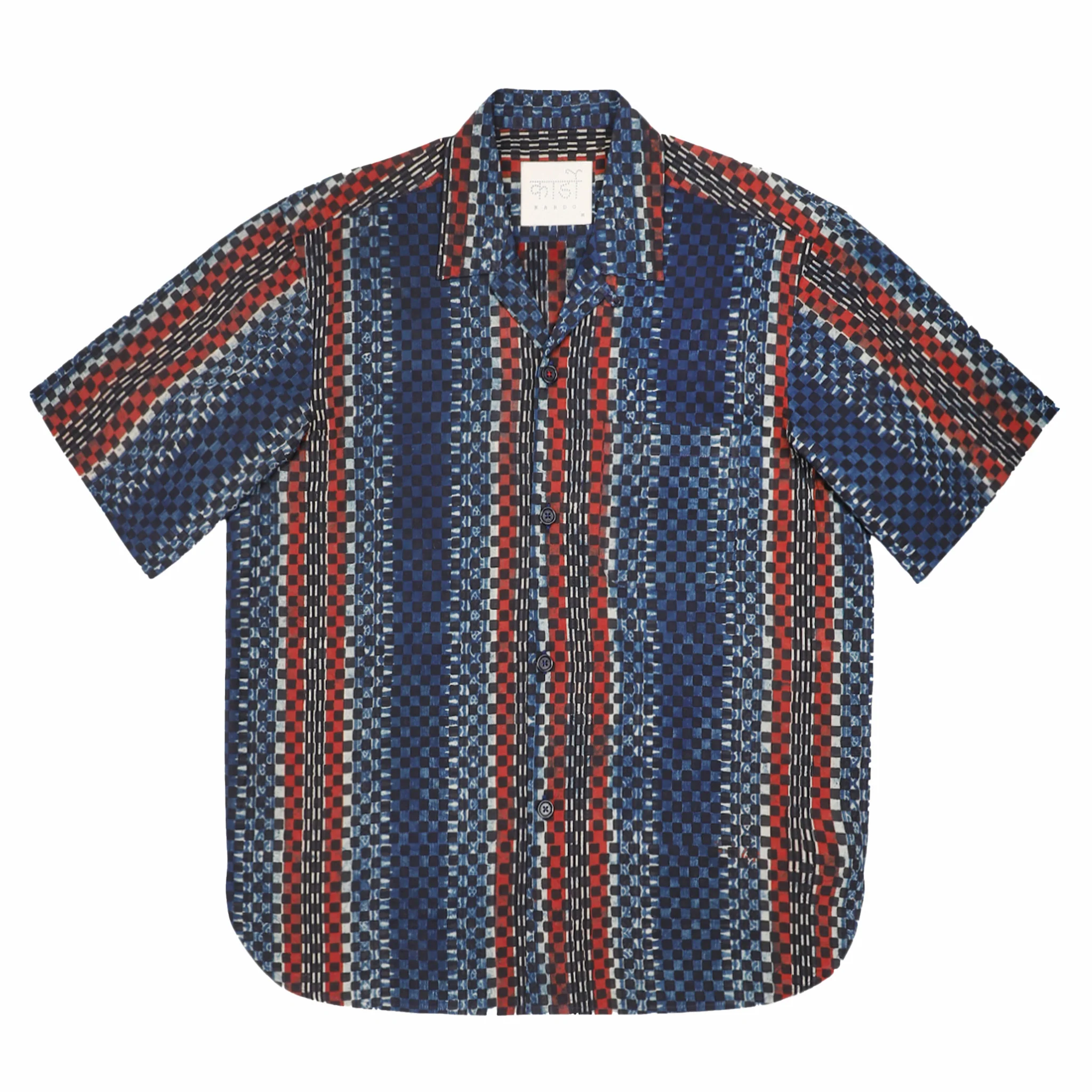 Kardo Ajrakh Rohit S/S Shirt (Blue/Red)