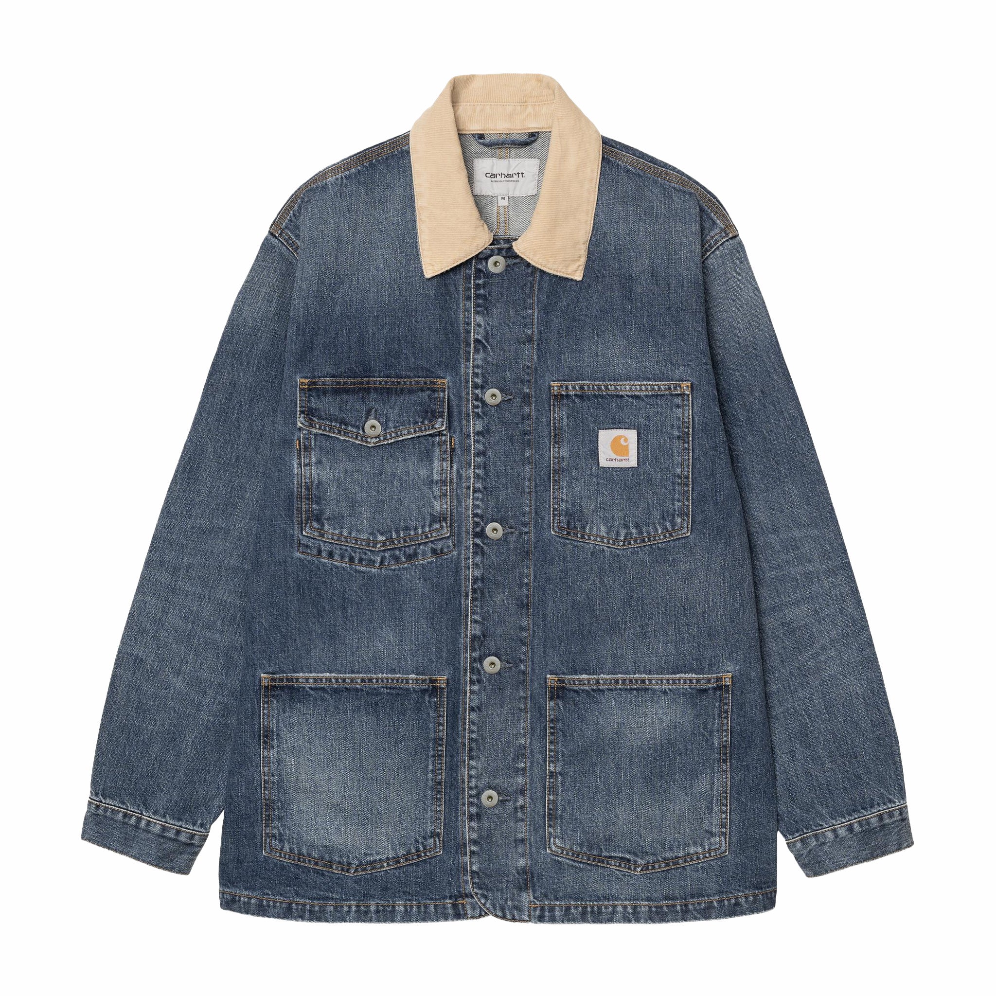 Carhartt WIP Warren Chore Coat - Dark Used Wash (Blue/Dusty Hamilton Brown)
