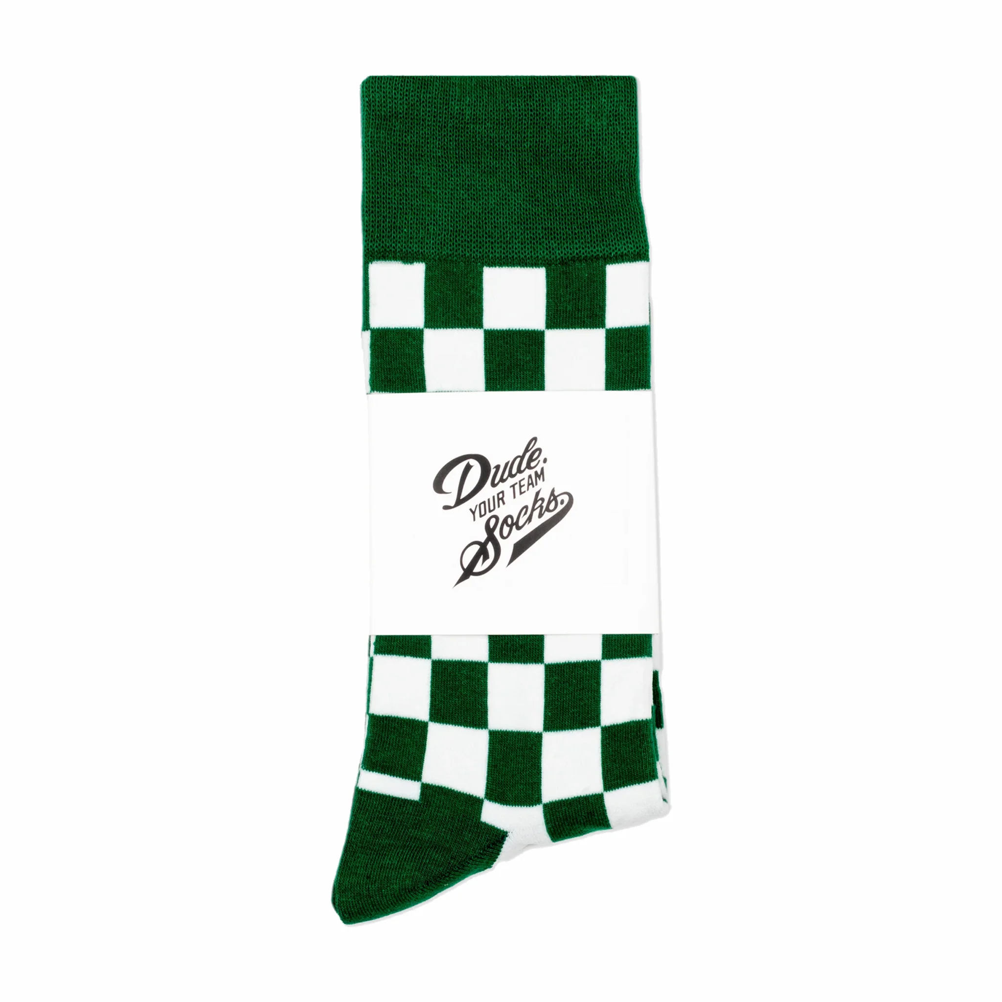 Dude. Your Team Socks. Checkered Socks (Green/White)