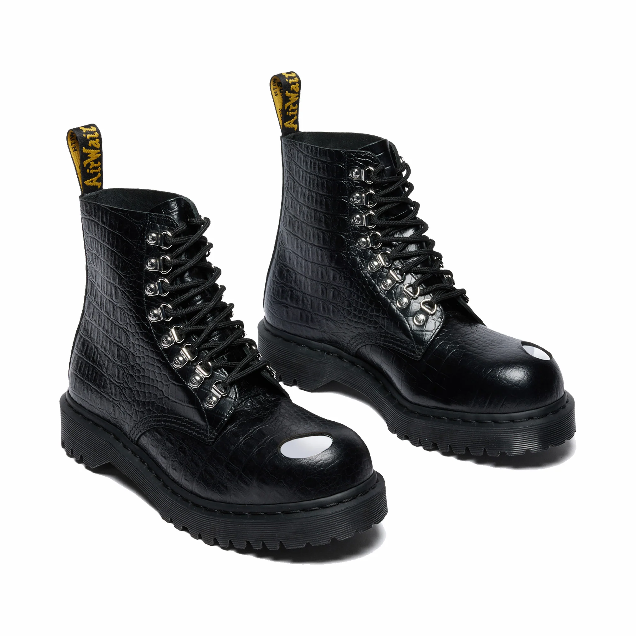 Dr. Martens Men's 1460 Pascal Steel Toe Analine Croc Embossed Boot (Black)
