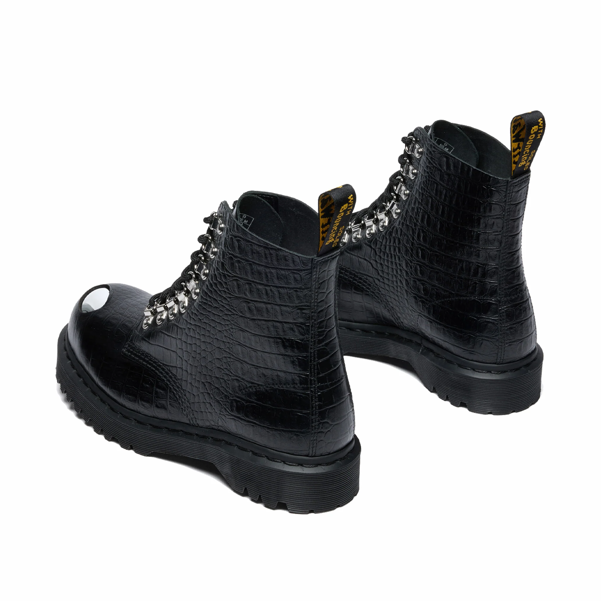 Dr. Martens Men's 1460 Pascal Steel Toe Analine Croc Embossed Boot (Black)