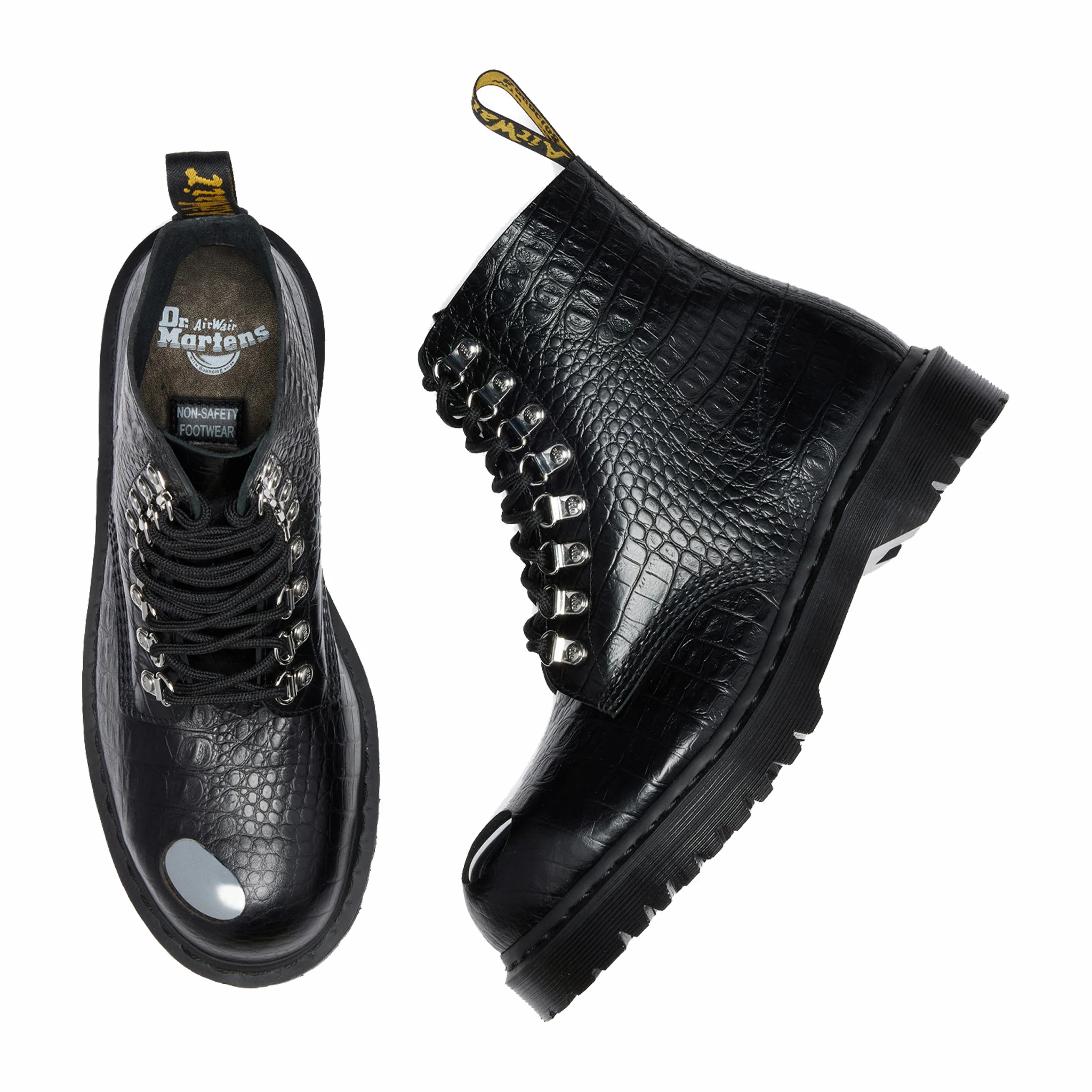 Dr. Martens Men's 1460 Pascal Steel Toe Analine Croc Embossed Boot (Black)