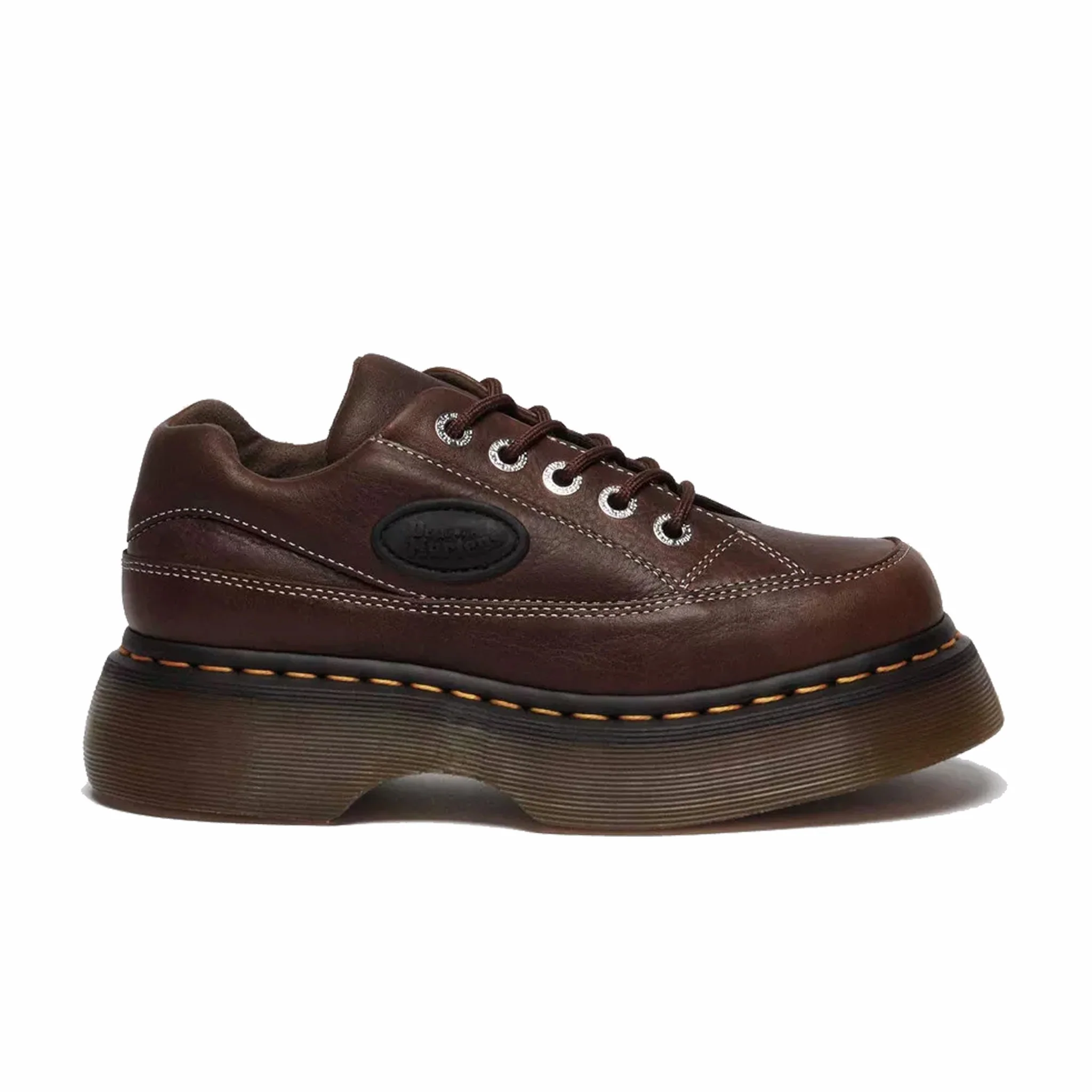 Dr. Martens Women's Buzz 5-Eye Grizzly Leather Shoes (Dark Brown)