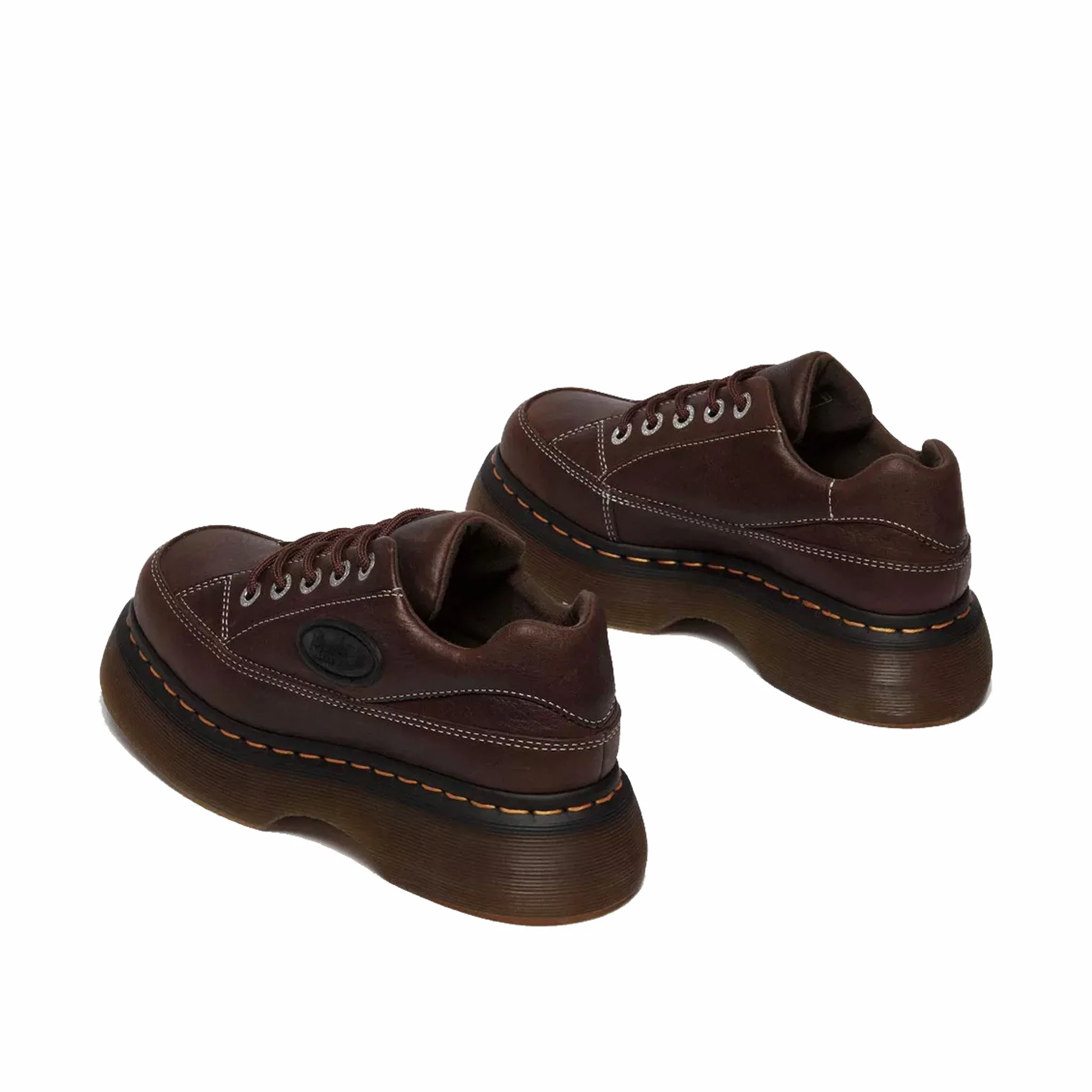 Dr. Martens Women's Buzz 5-Eye Grizzly Leather Shoes (Dark Brown)