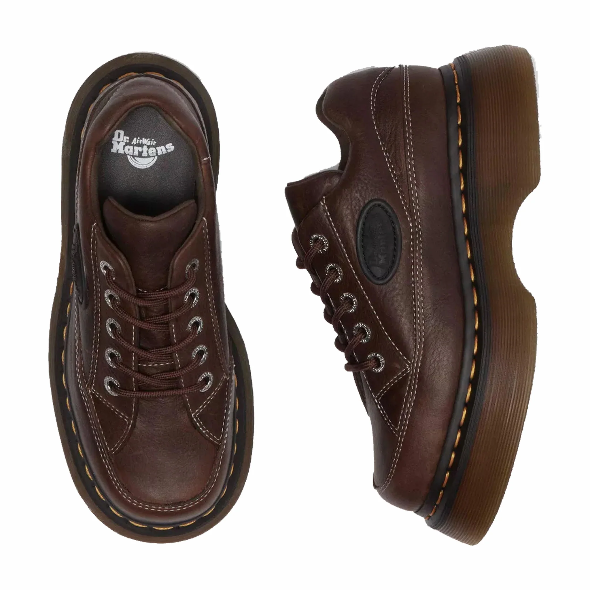 Dr. Martens Women's Buzz 5-Eye Grizzly Leather Shoes (Dark Brown)