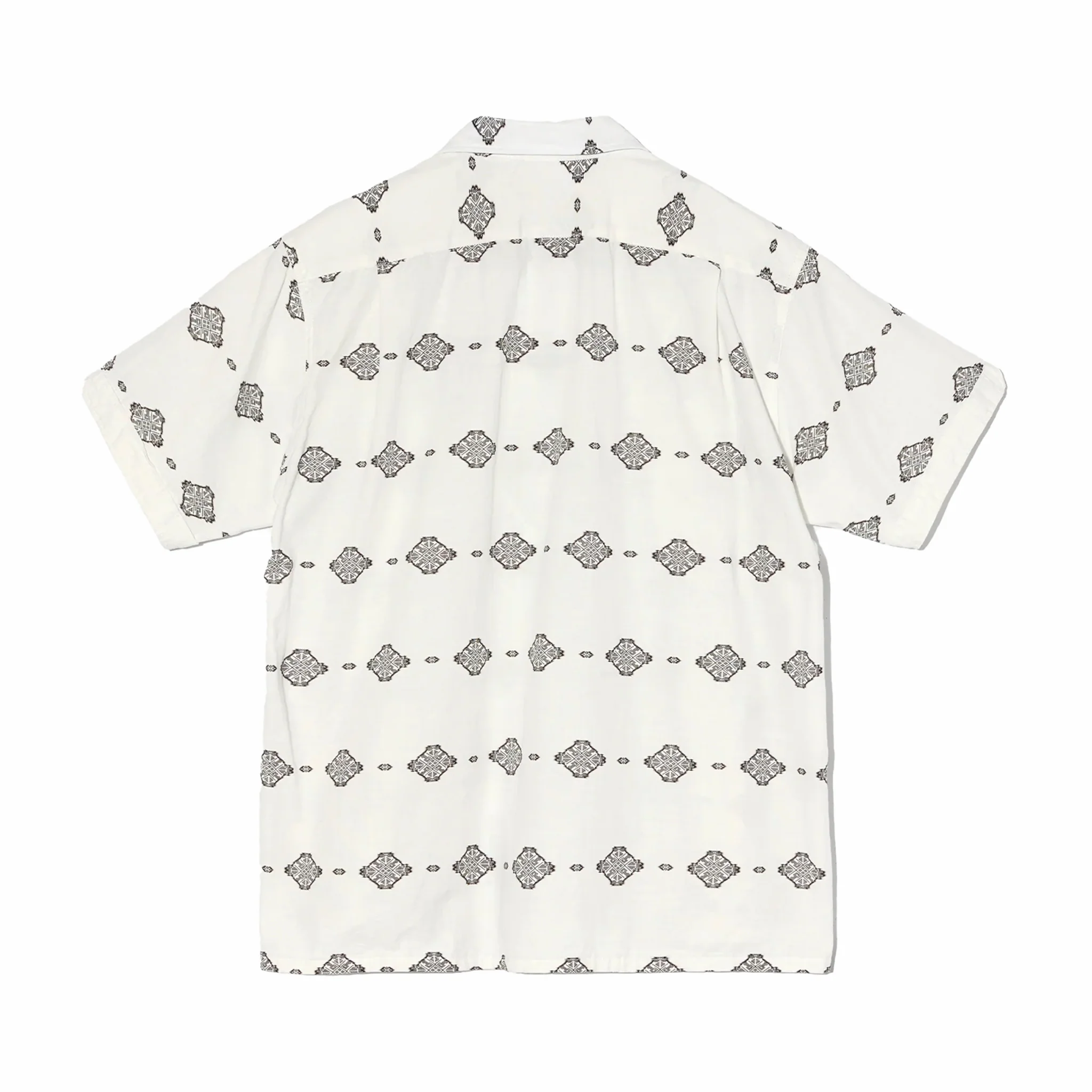 Engineered Garments Camp Shirt - Cotton Ikat Print (White/Black)