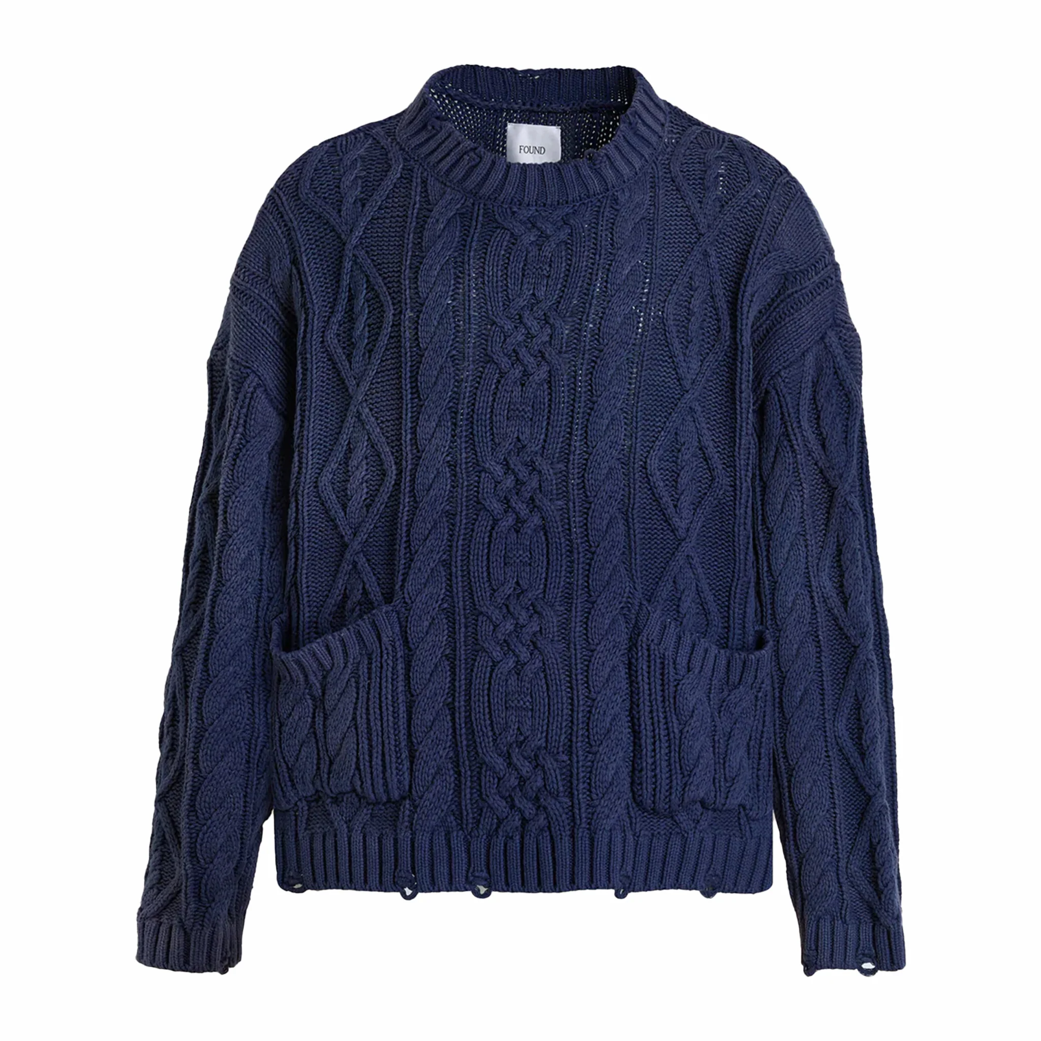 Found Cable Knit Sweater (Faded Navy)