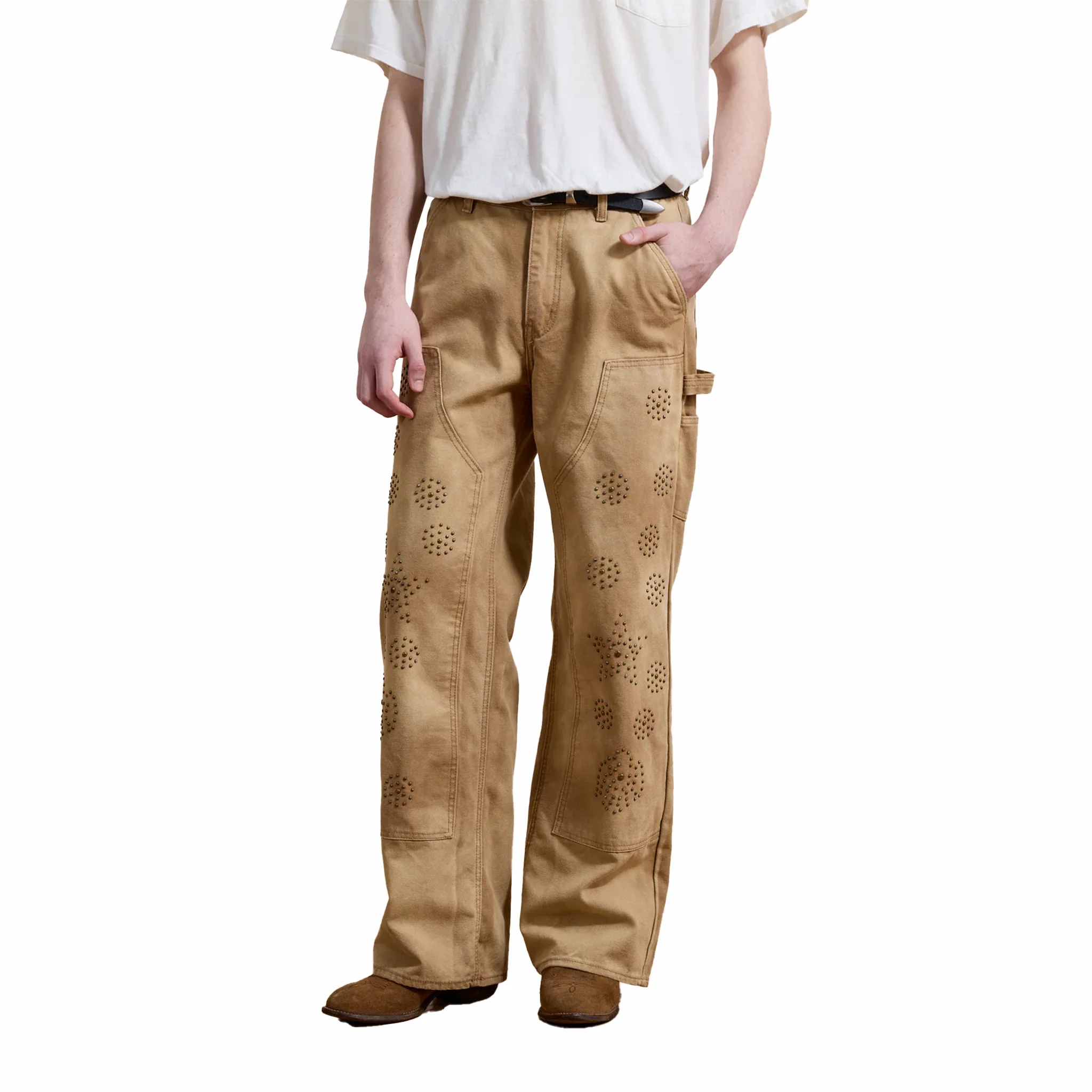 Found Canvas Studded Work Pants (Vintage Sand)