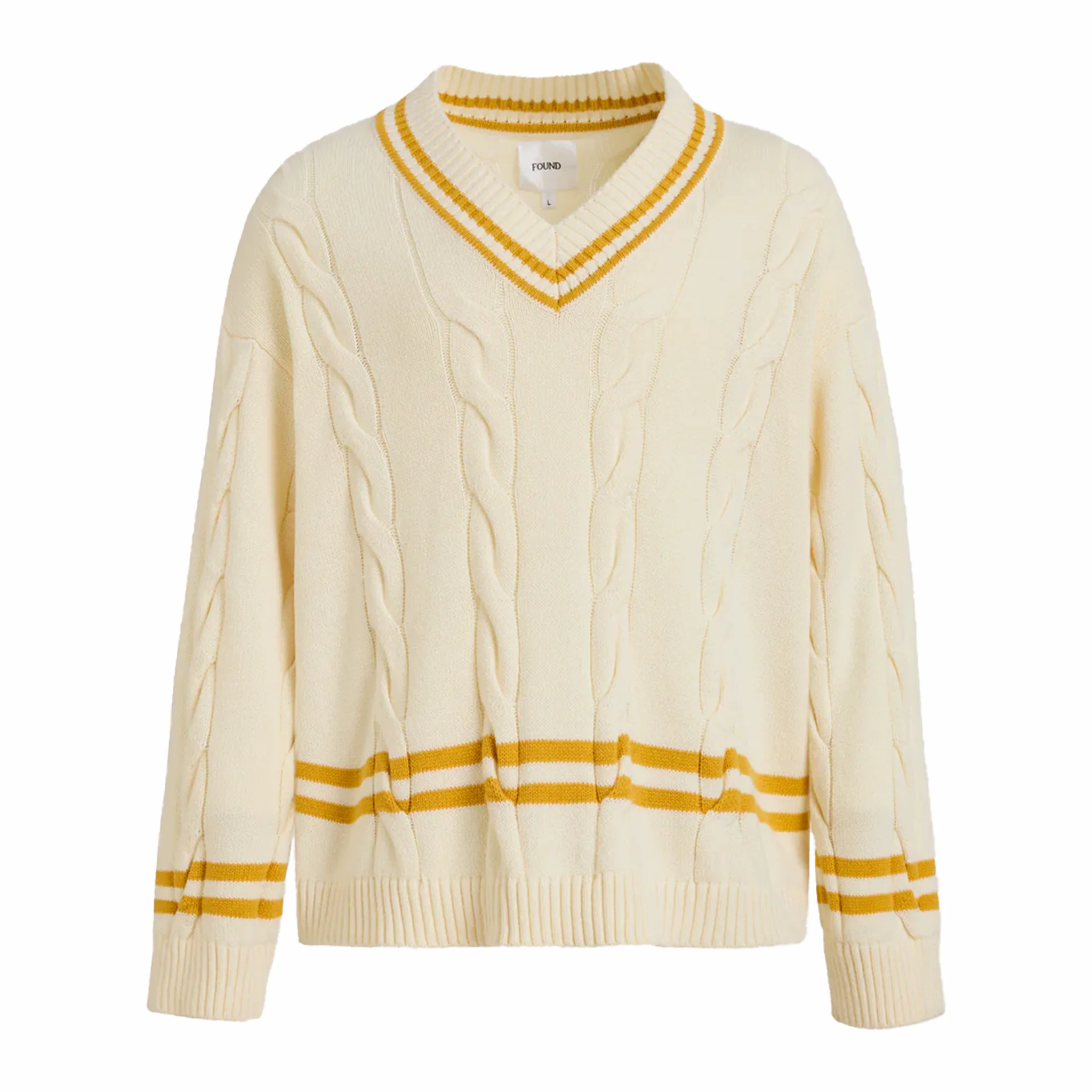 Found Cricket V-Neck Sweater (Cream/Gold)