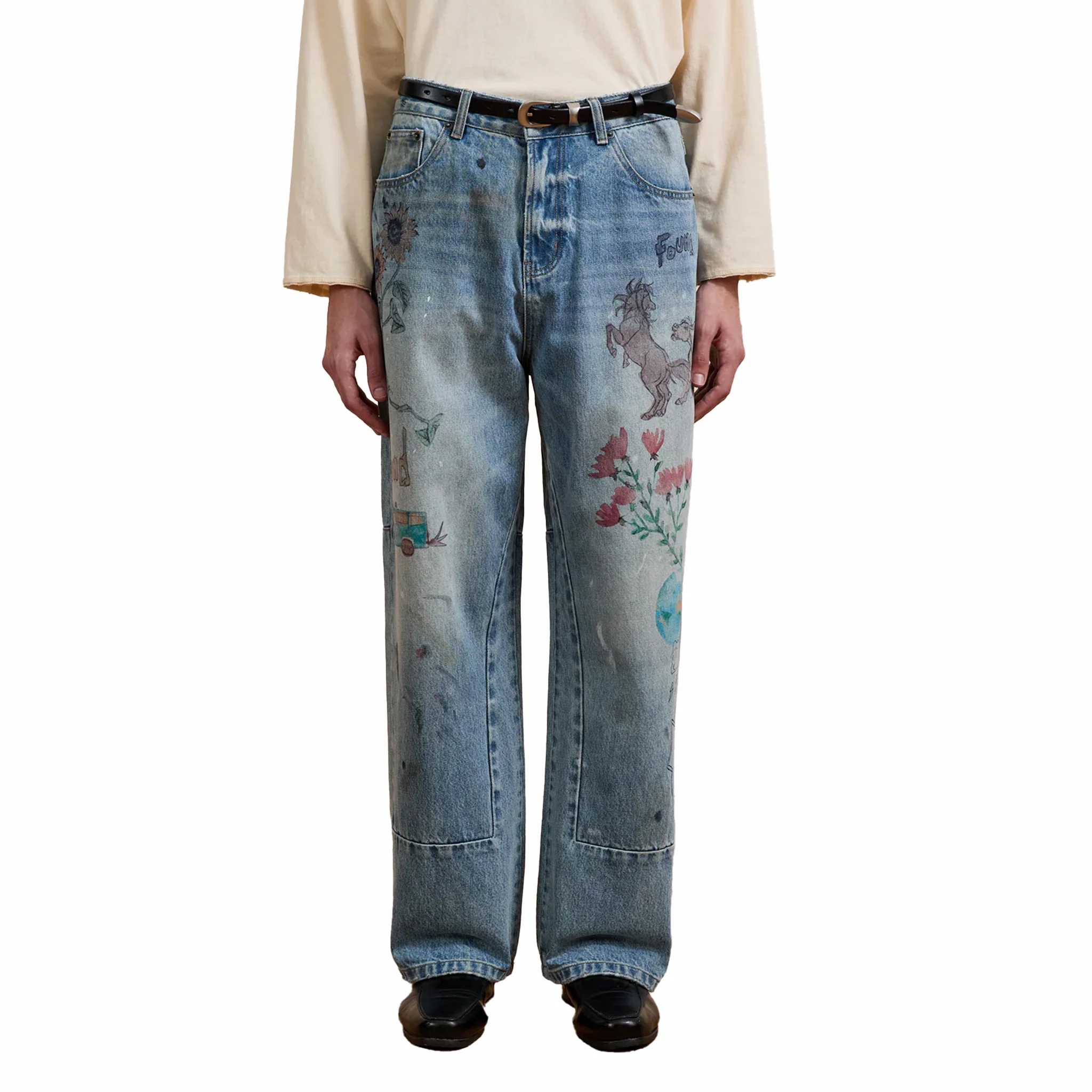 Found Hand Art Jeans (Light Vintage Blue)
