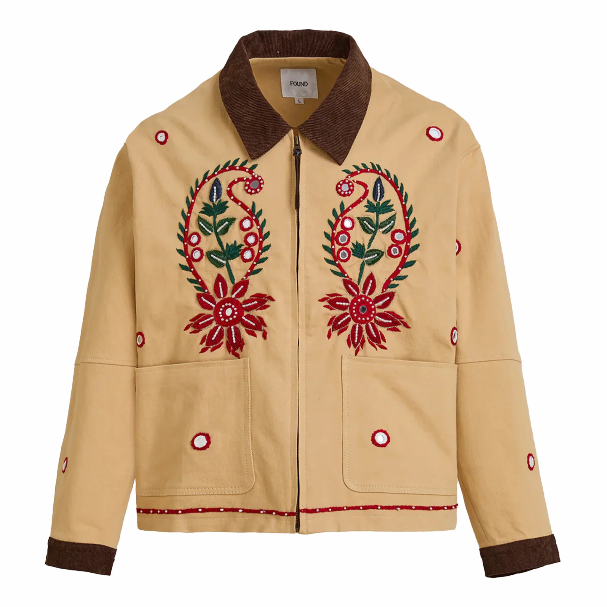 Found Hand Embroidered Paisley Motif Work Jacket (Vintage Sand)