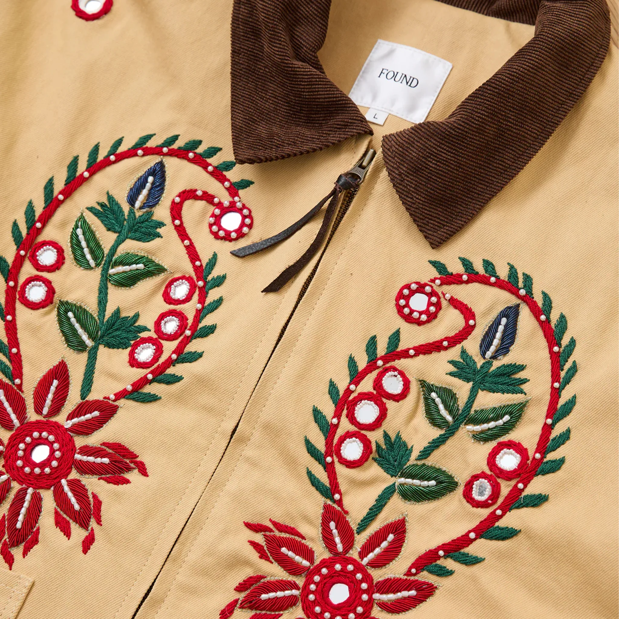 Found Hand Embroidered Paisley Motif Work Jacket (Vintage Sand)