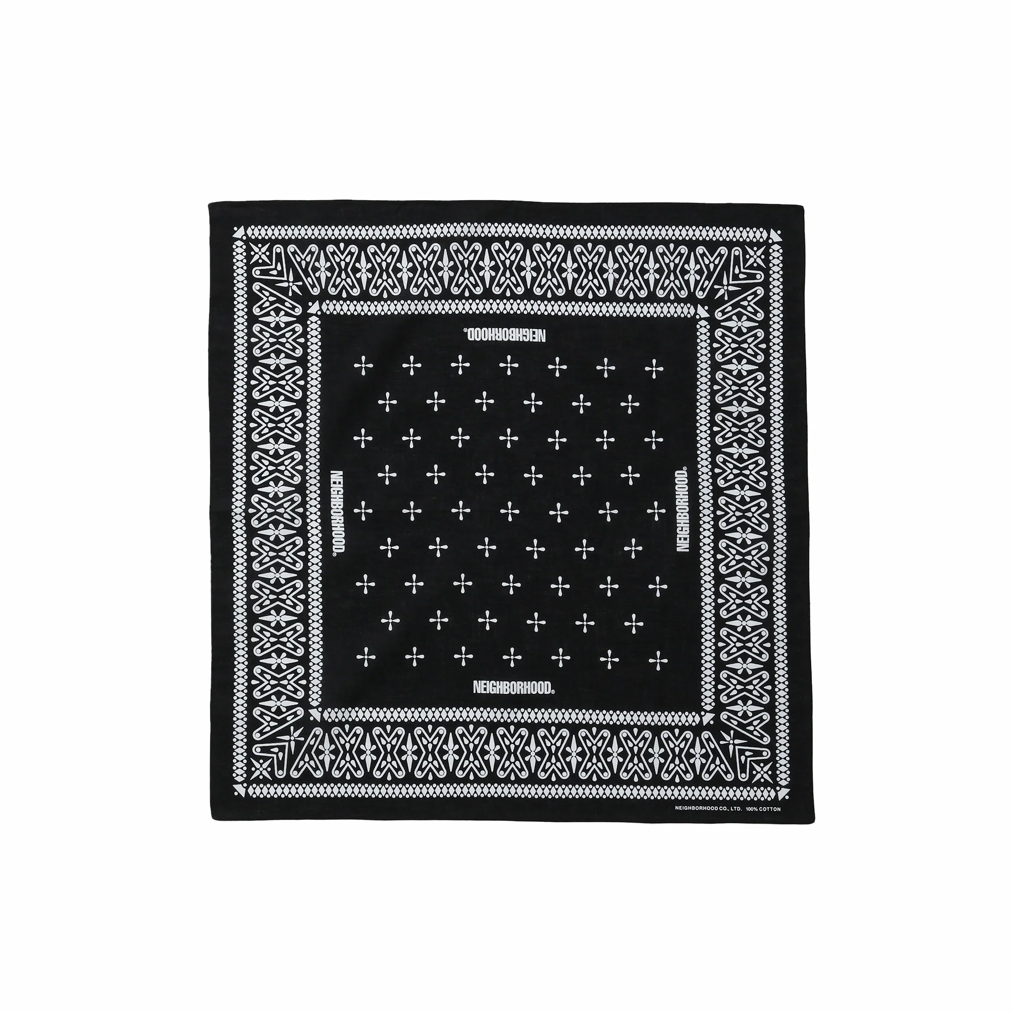 Neighborhood Cross Pattern Bandana (Black)