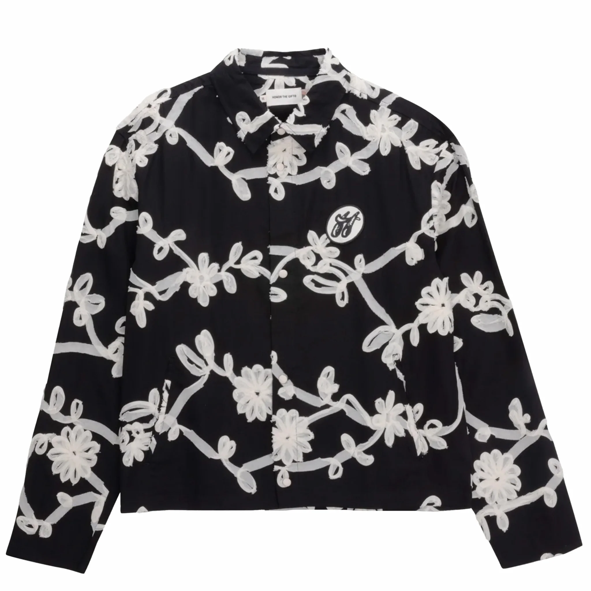 Honor The Gift Floral Ribbon Button Up (Black/White)