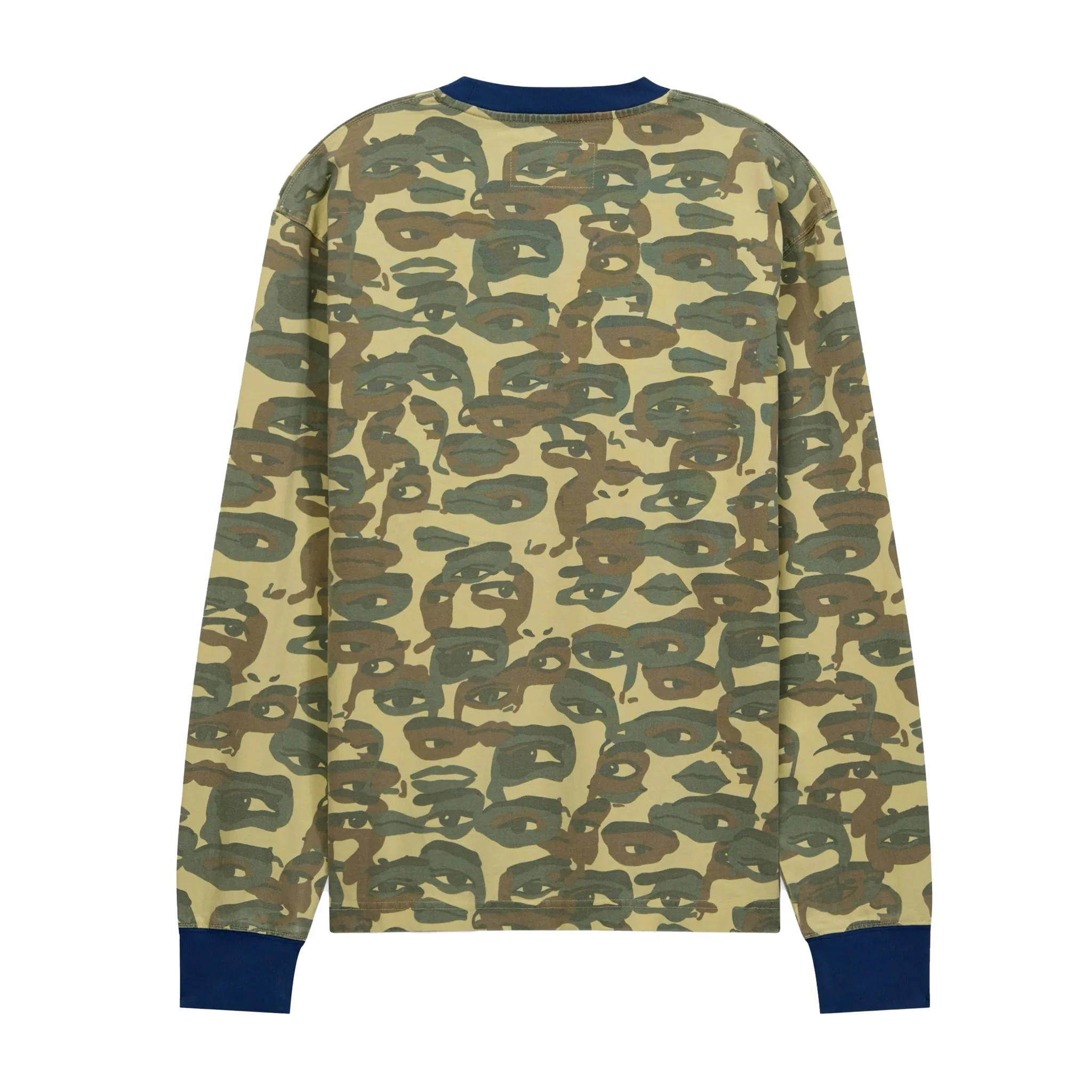 Kidsuper Face Camo Longsleeve Shirt (Heavy Wash/Blue Rib)