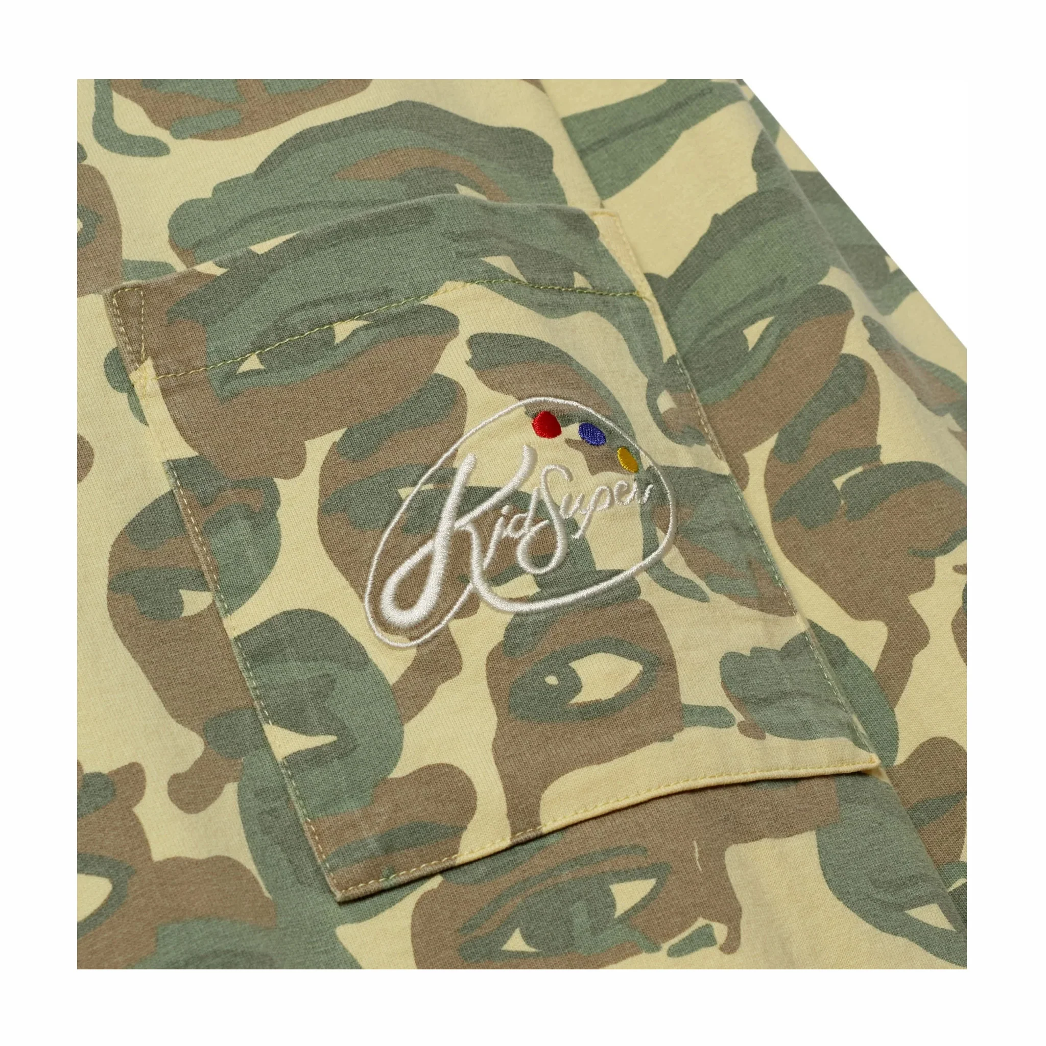 Kidsuper Face Camo Longsleeve Shirt (Heavy Wash/Blue Rib)