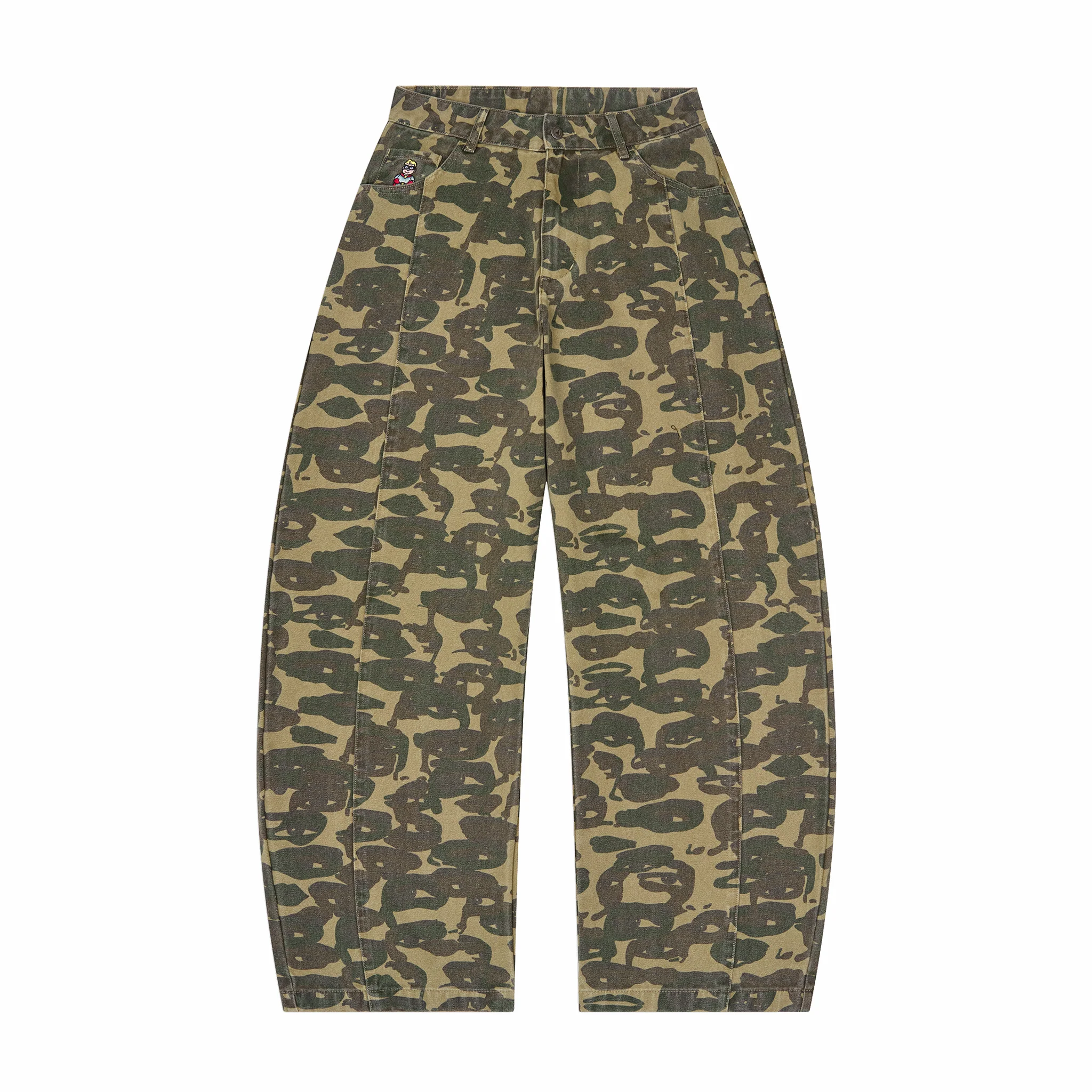 Kidsuper Face Camo Wide Leg Jean (Dark Green)