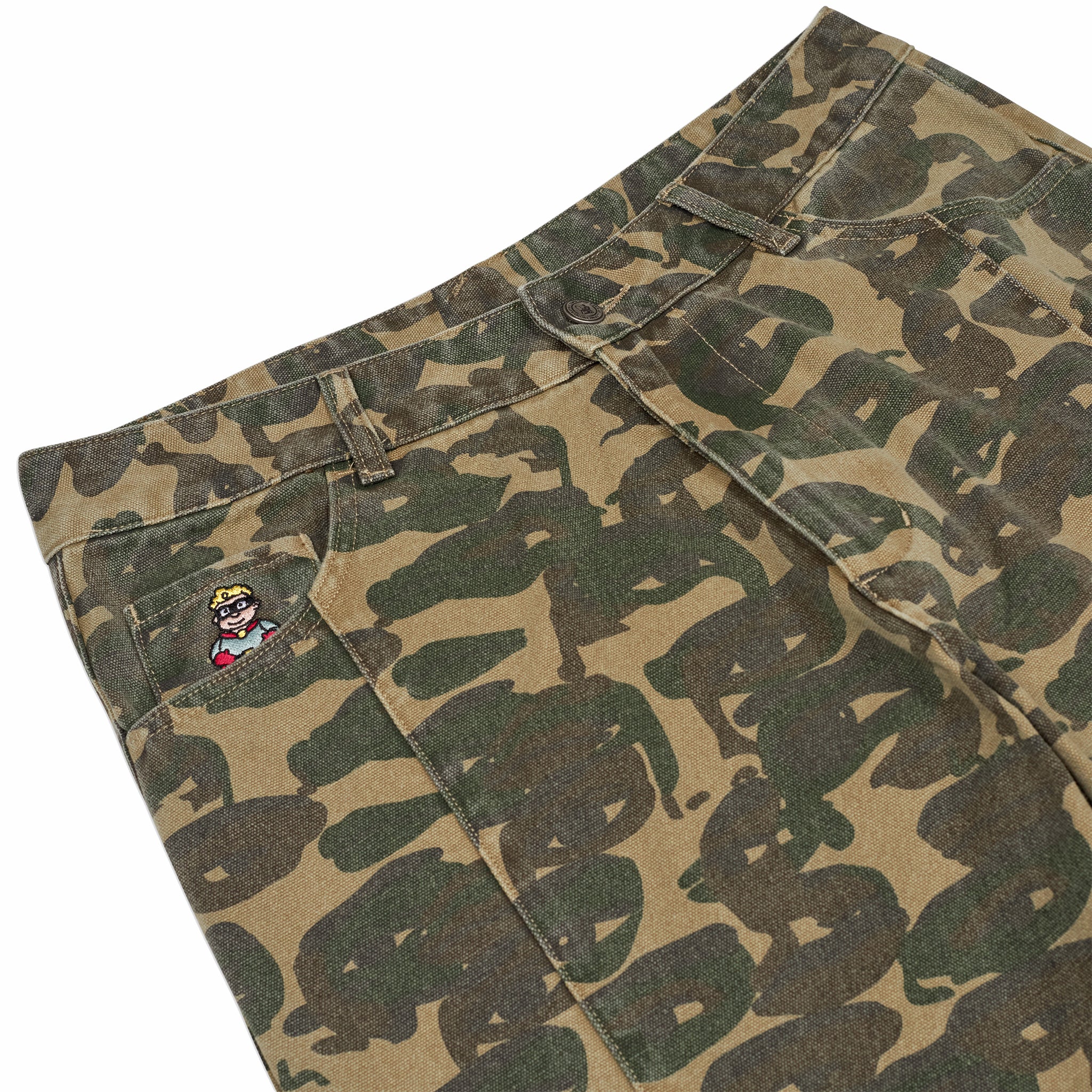 Kidsuper Face Camo Wide Leg Jean (Dark Green)
