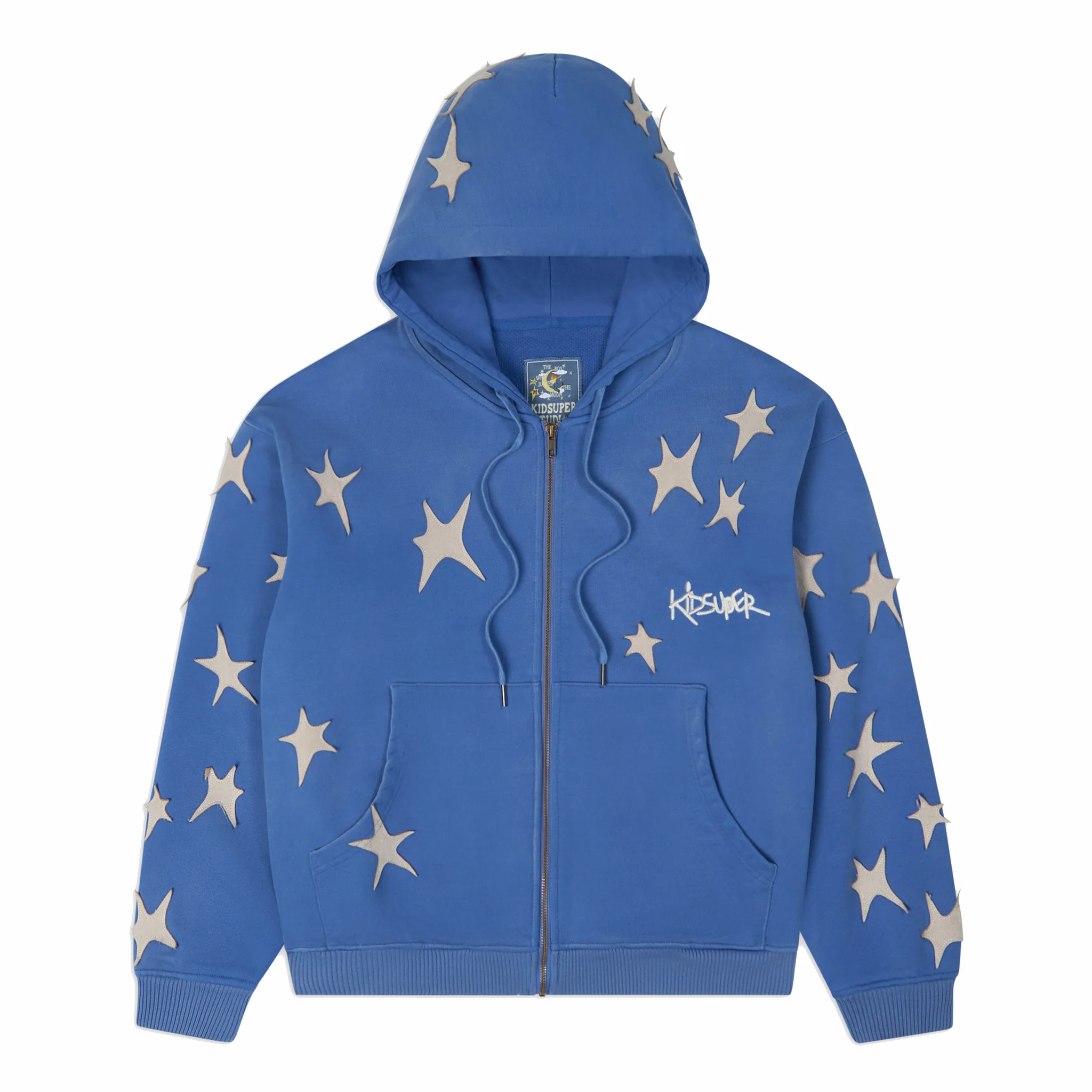 Kidsuper Stars Patchwork Washed Hoodie (Blue)