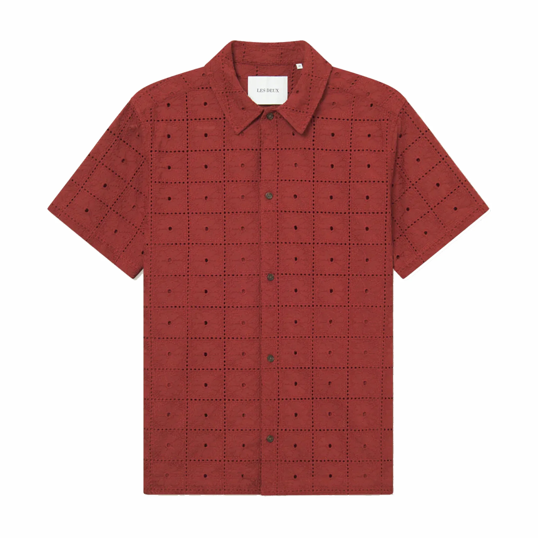 Les Deux Hector Anglaise Short Sleeve Shirt (Fired Brick)