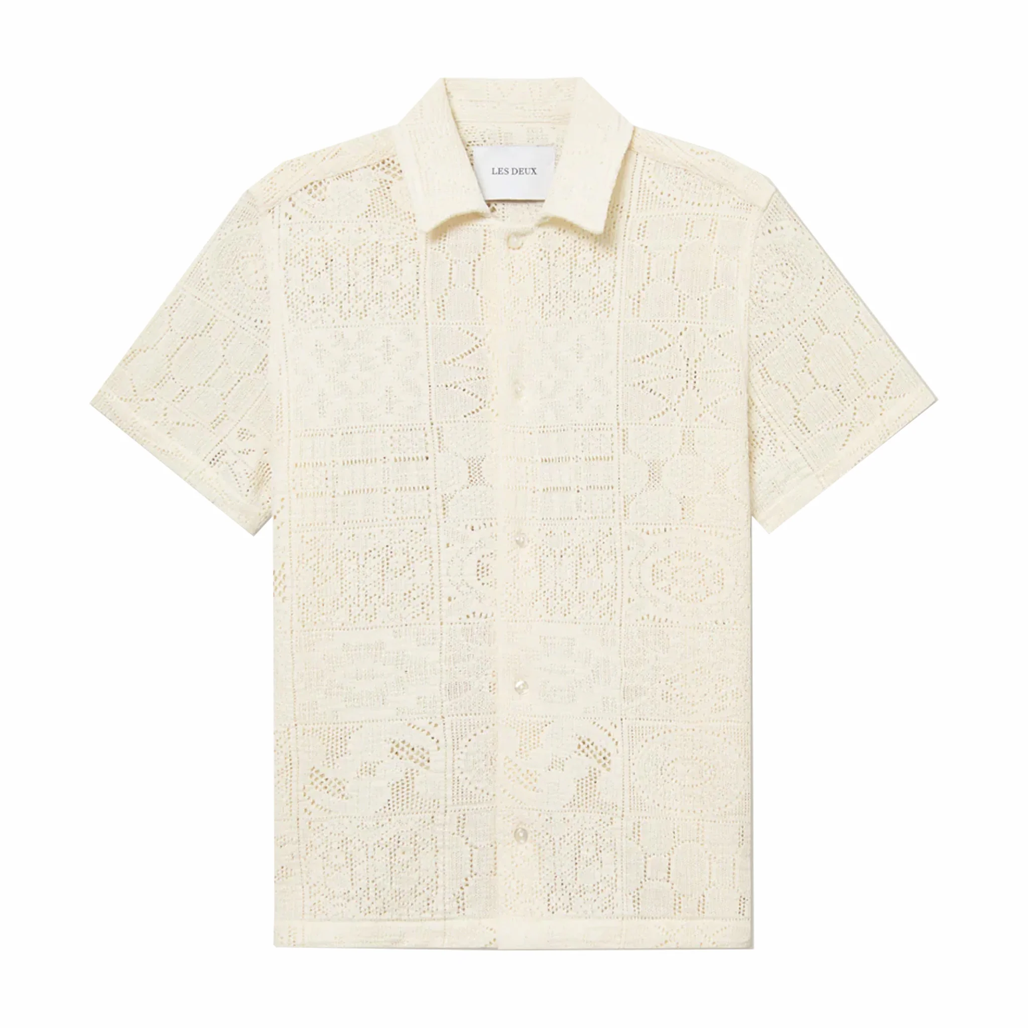 Les Deux Hector Lace Short Sleeve Shirt (Ivory)
