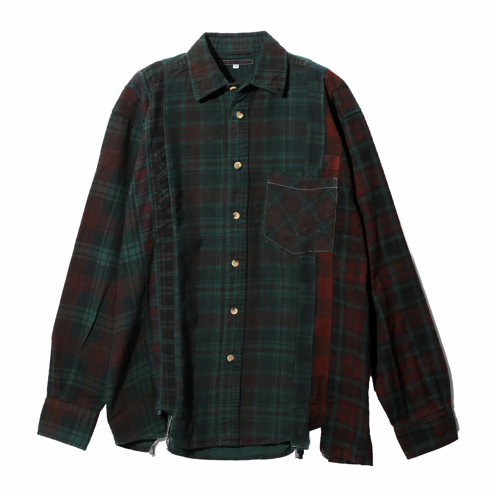 Needles Flannel Shirt - 7 Cuts Shirt - Over Dye (Dark Green)