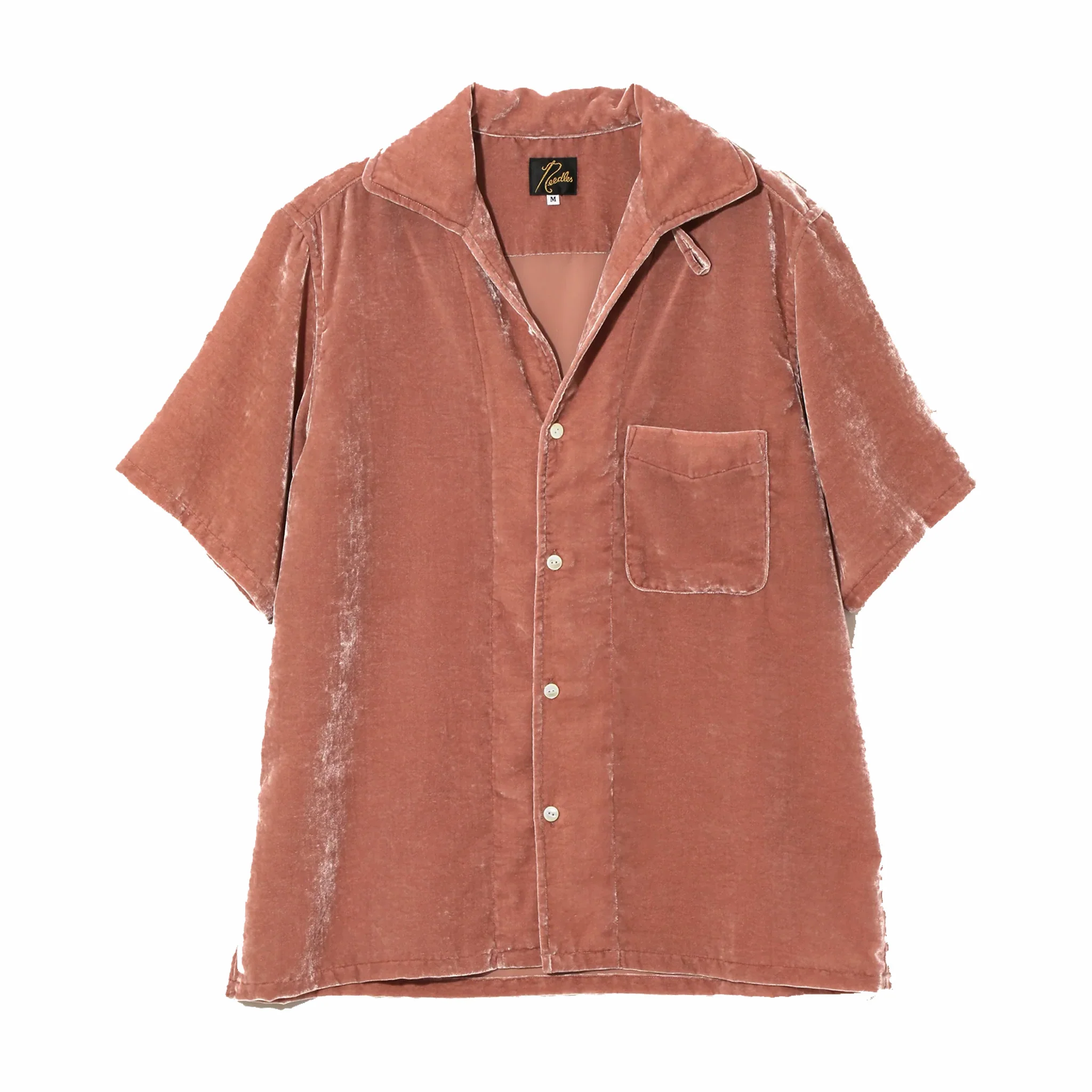 Needles Italian Collar S/S Shirt - PE/R Velvet (Pink)