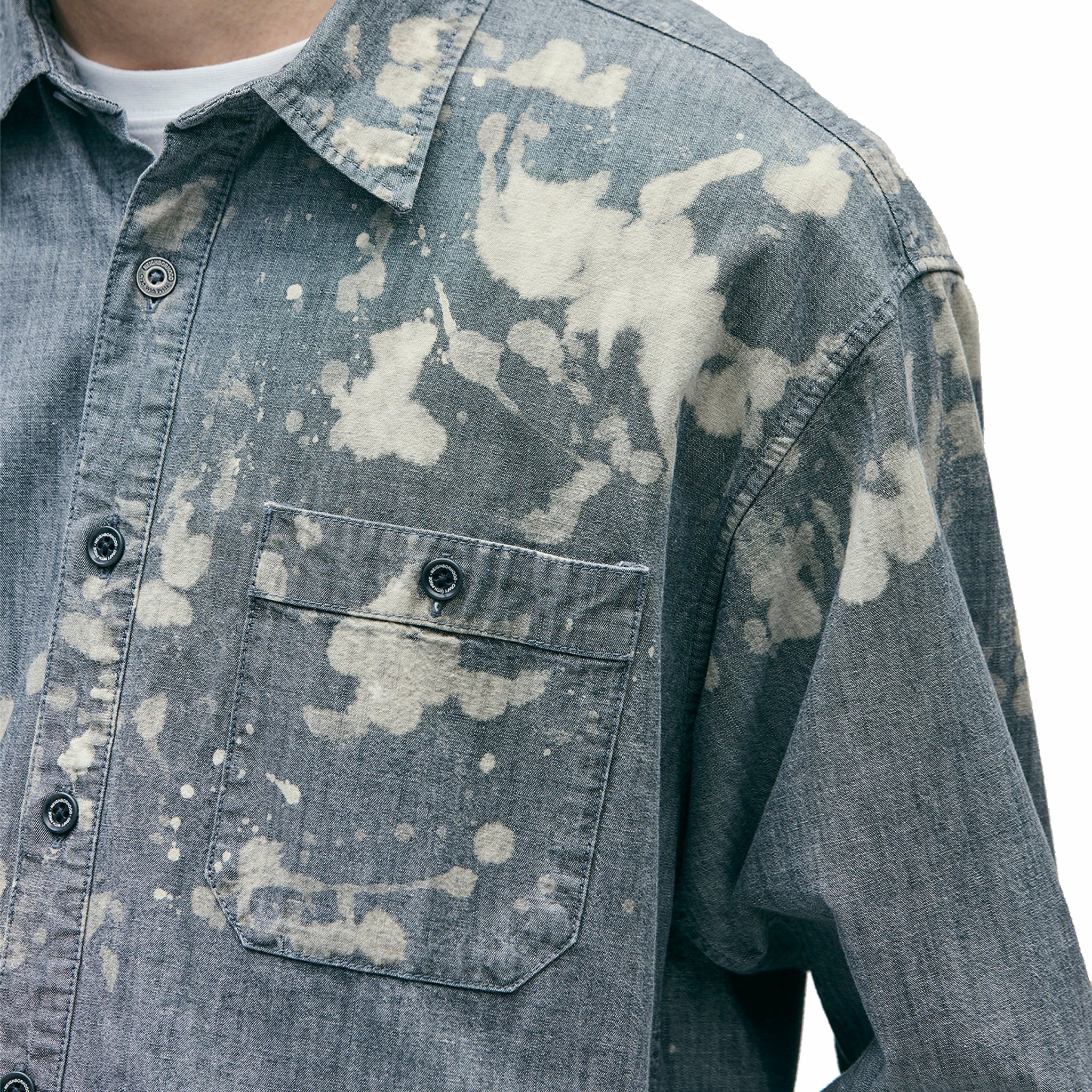 Neighborhood Garment Bleach Chambray Shirt LS (Indigo)