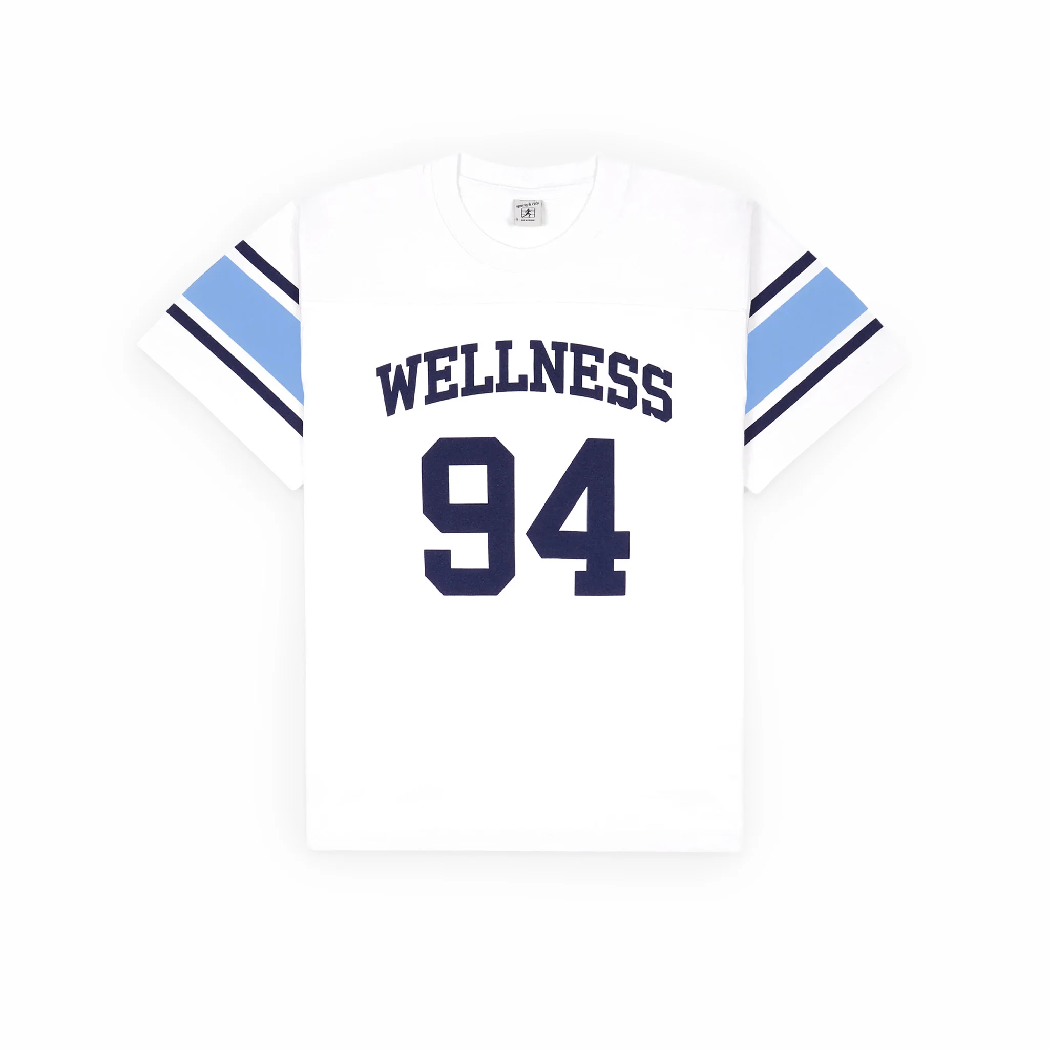 Sporty & Rich Women's Wellness 94 Rugby Tee (White/Flax Blue/Navy)