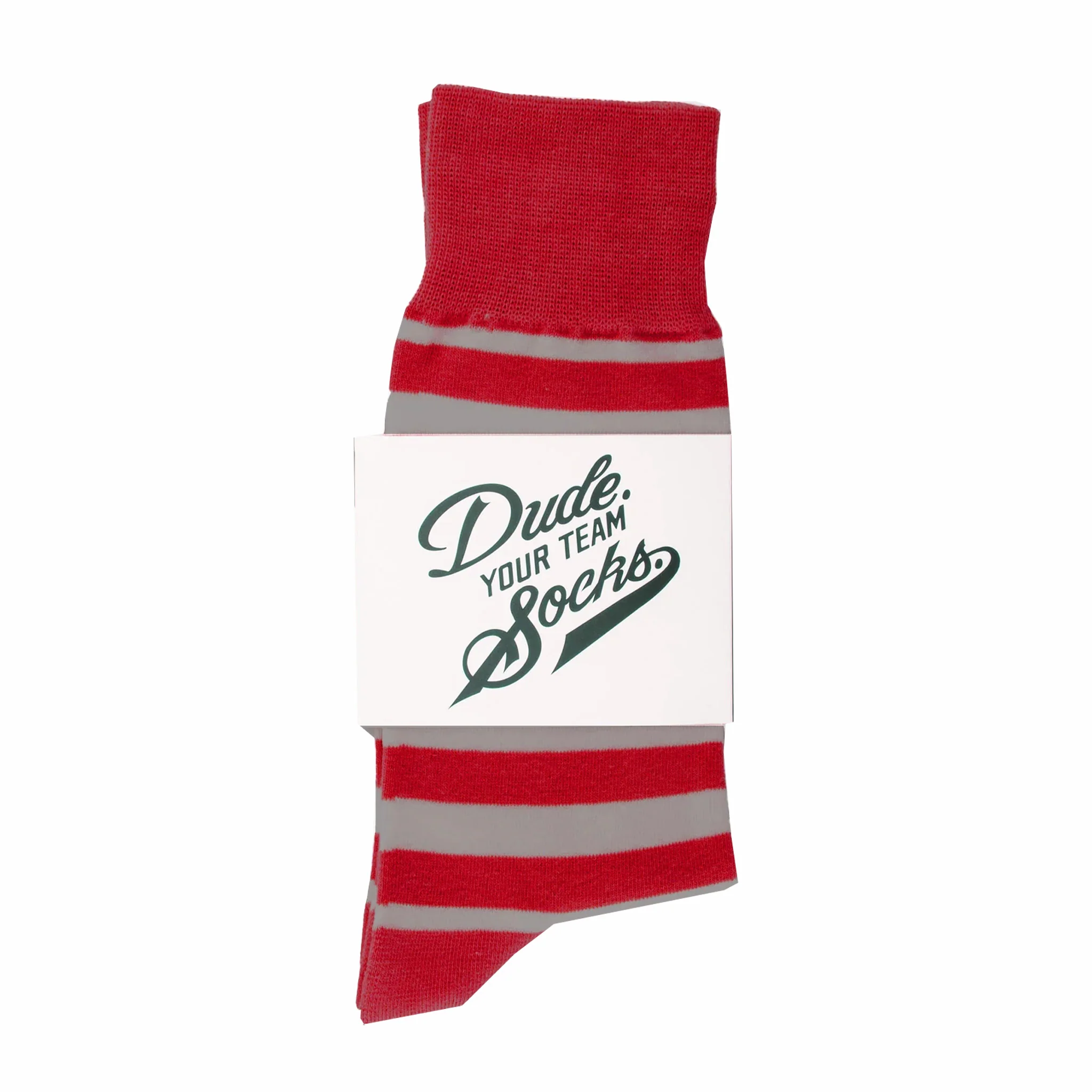 Dude. Your Team Socks. Striped Socks (Red/Grey)
