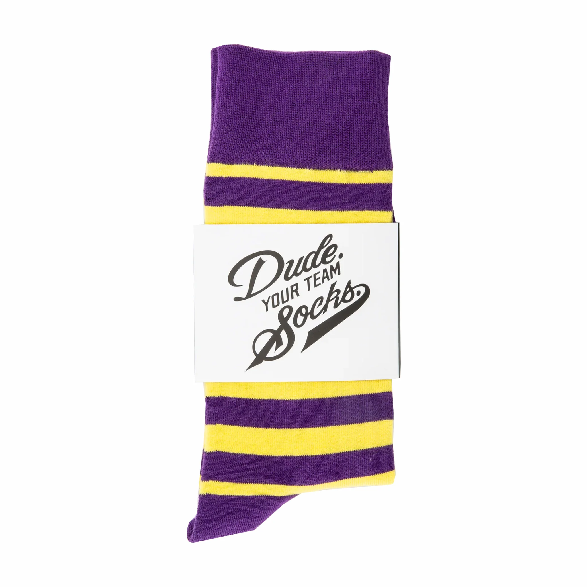 Dude. Your Team Socks. Striped Socks (Purple/Yellow)