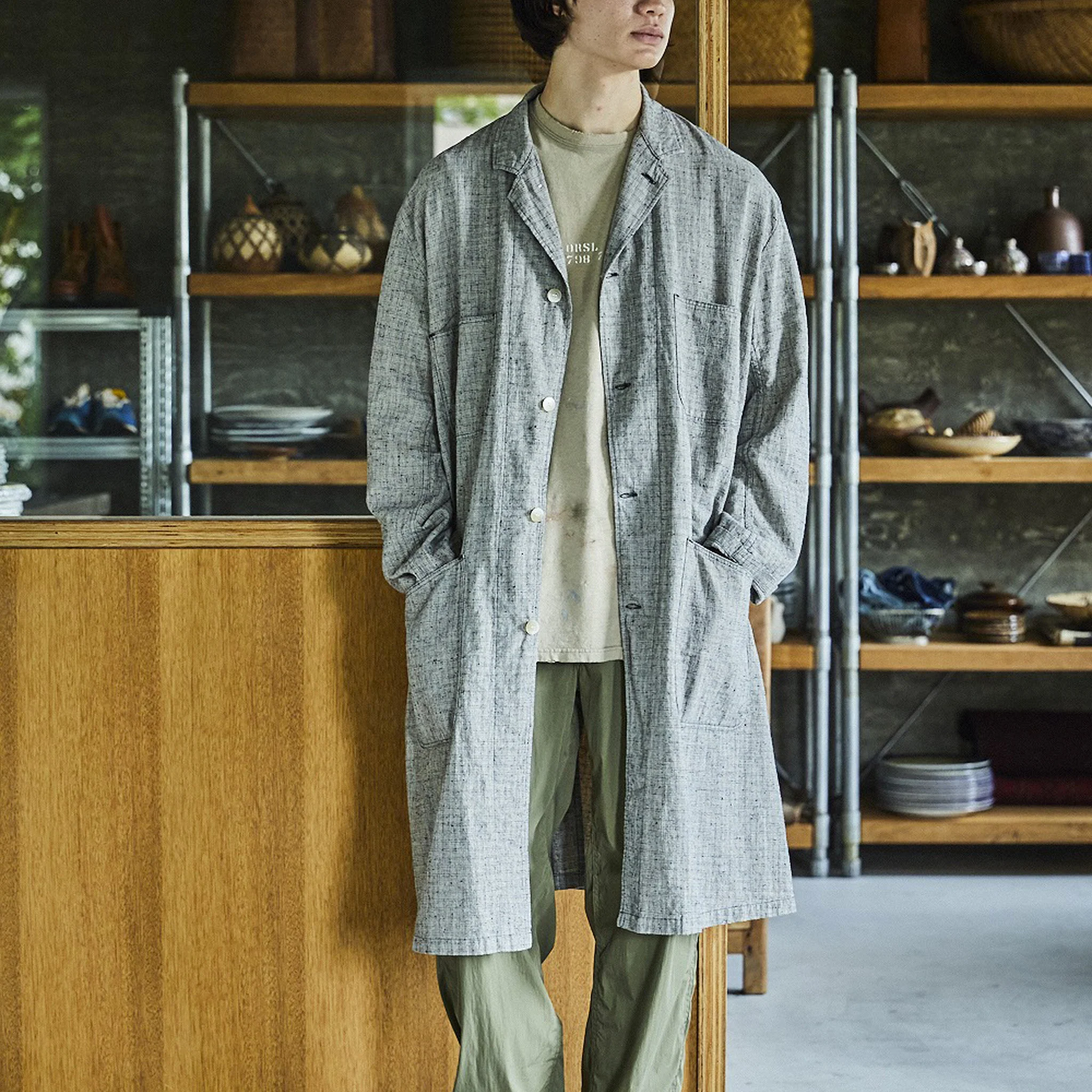 OrSlow Shop Coat (Grey Check)