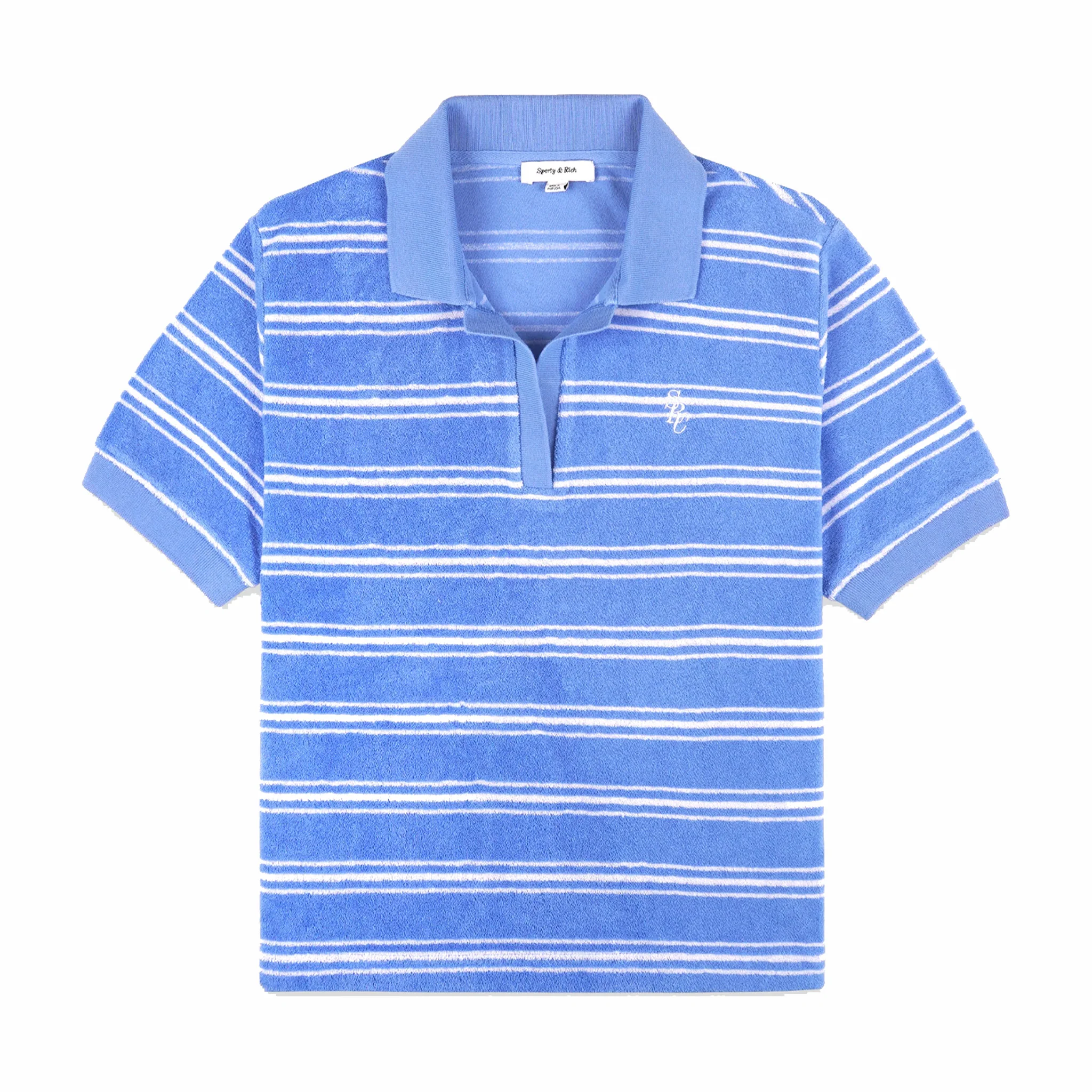 Sporty & Rich Women's SRC Terry Polo (Juniper Striped)