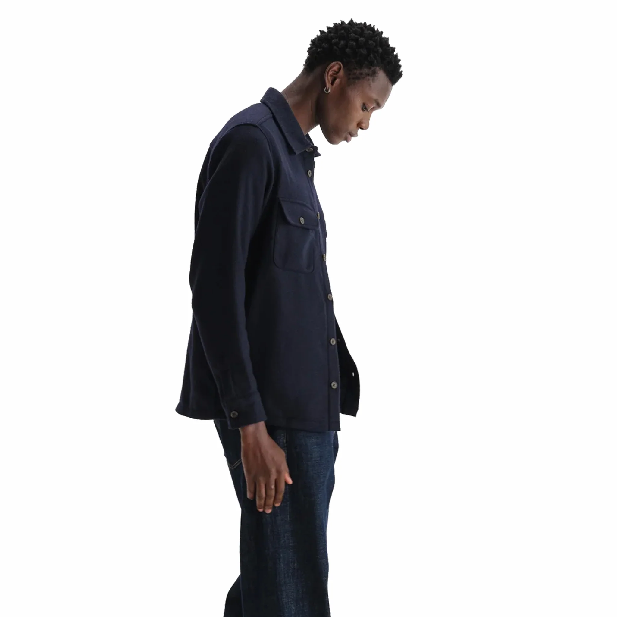 Wax London Lomond Overshirt - Thick Wool Blend (Navy)