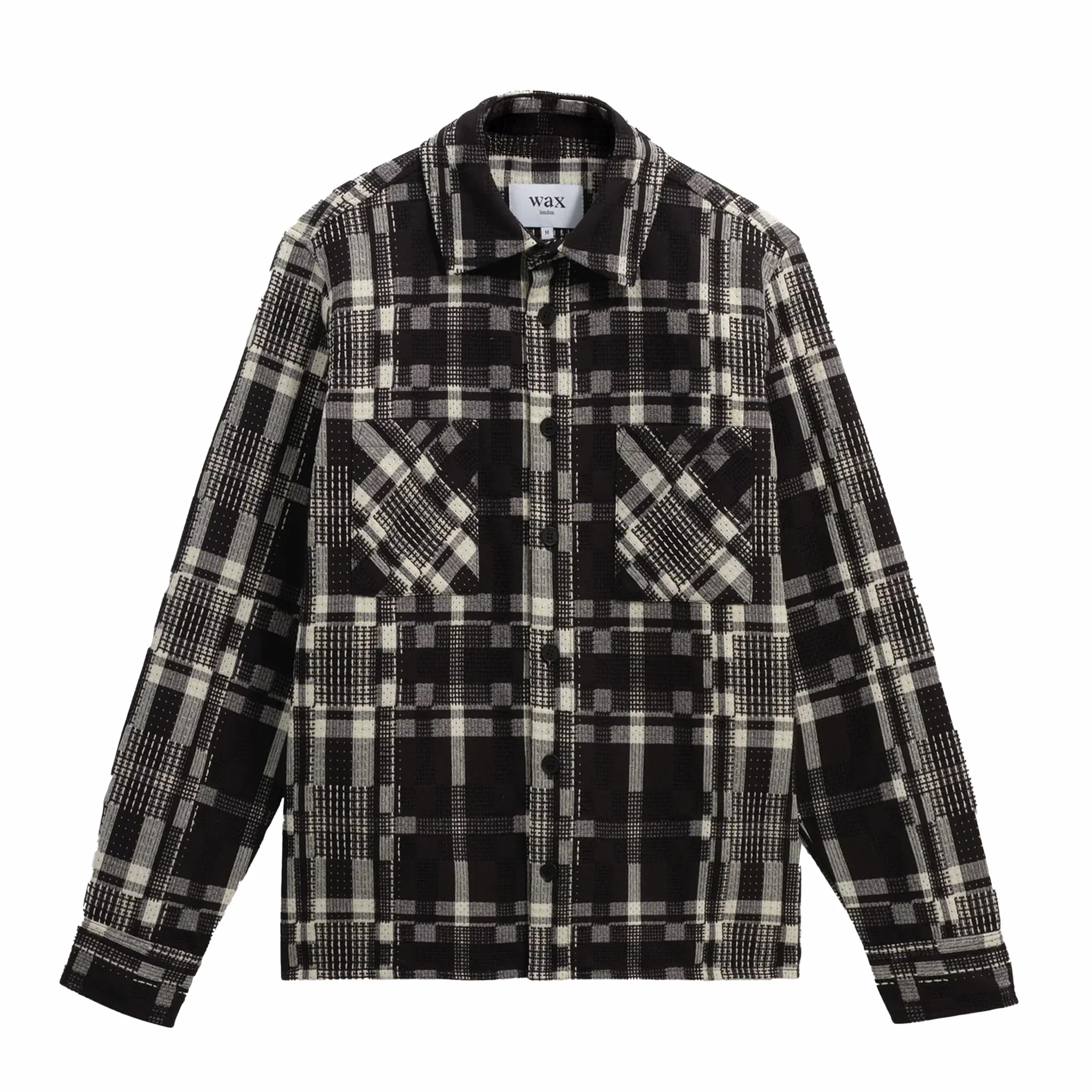4996-wax-london-whiting-overshirt-glitch-check-black-ecru-1.webp Wax London Whiting Overshirt - Glitch Check (Black/Ecru)