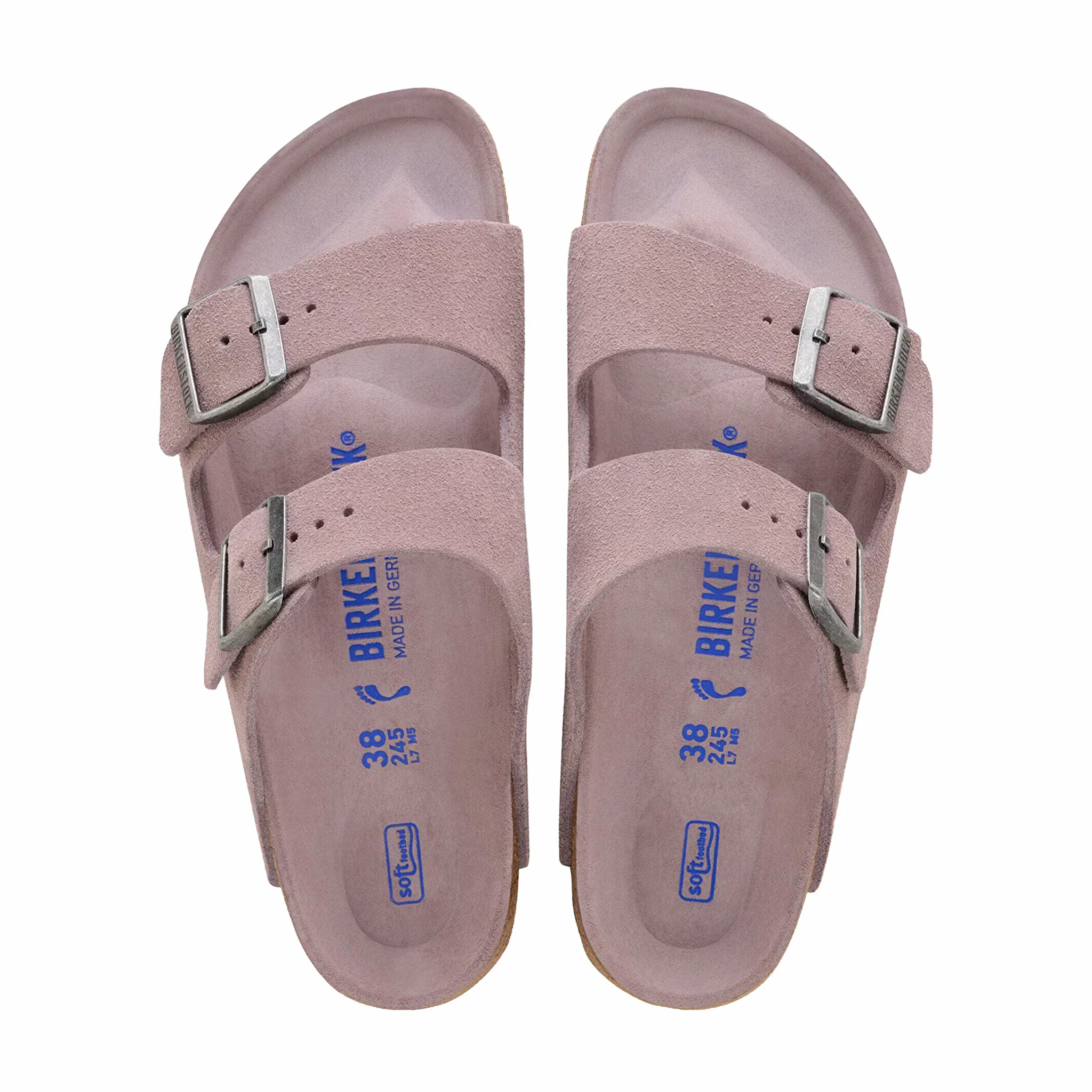 Birkenstock Women's Arizona Soft Footbed Suede Leather - Regular (Faded Purple Tonal FB)