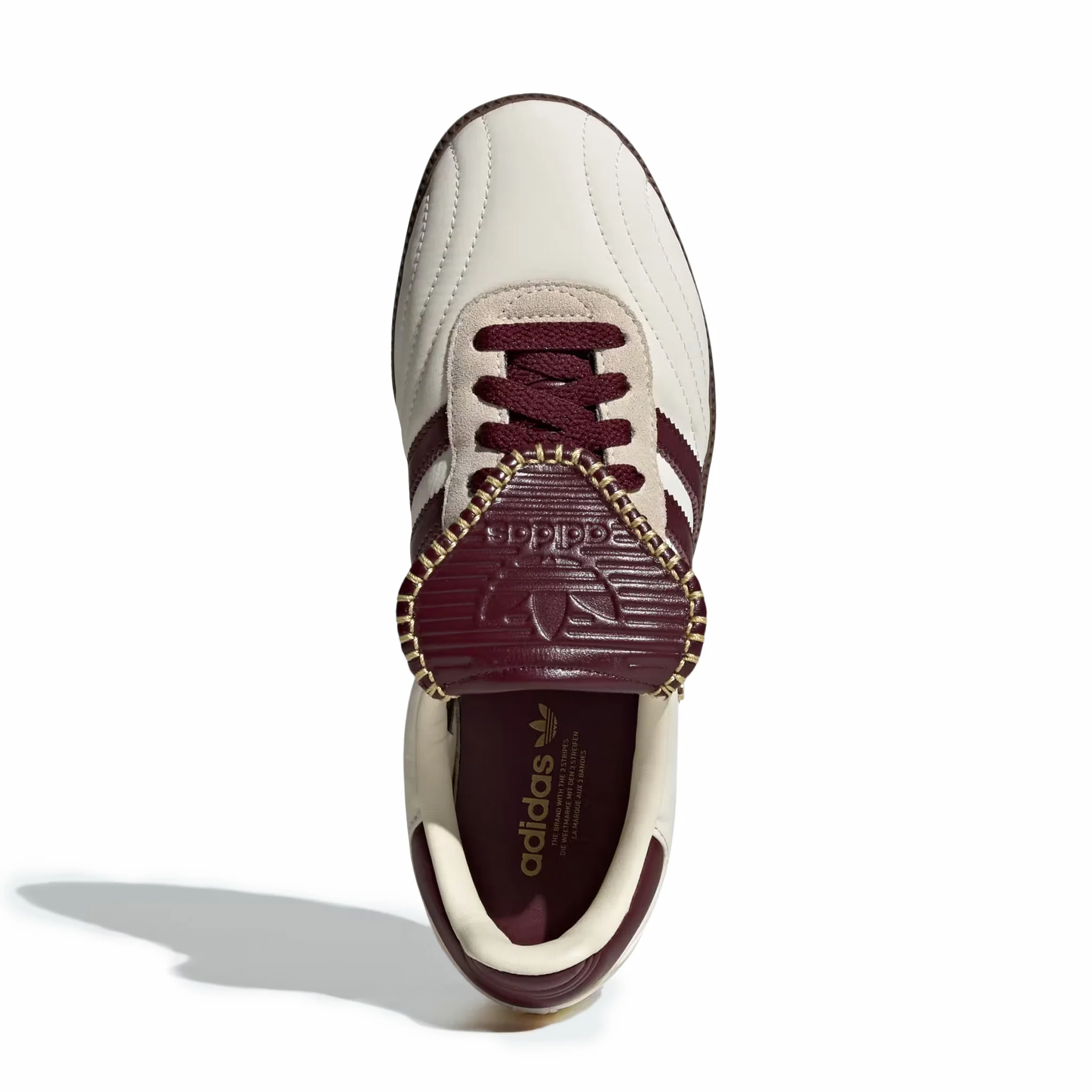 Adidas Women's Samba Long Tongue (Cream White/Maroon/Gold Metallic)