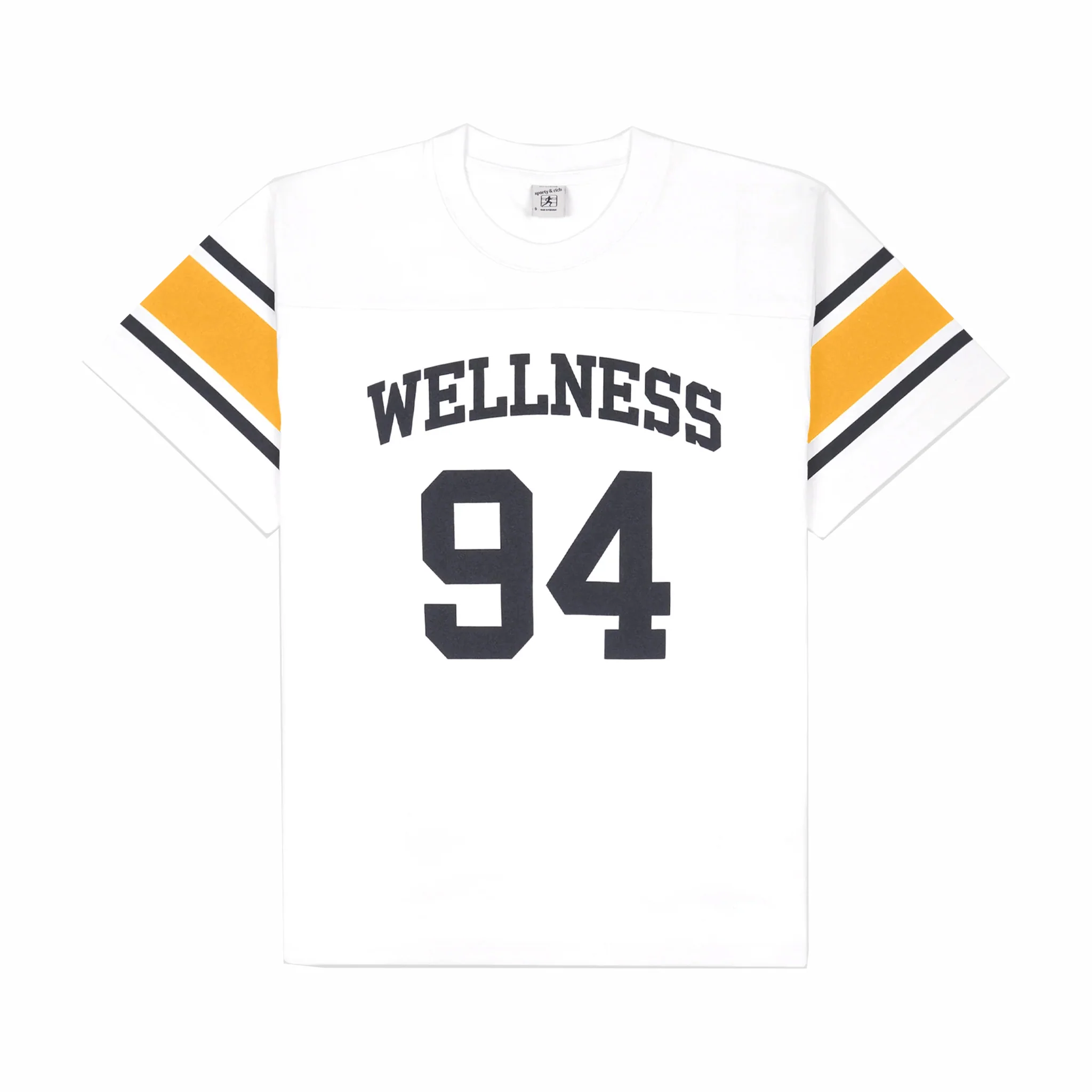 Sporty & Rich Women's Wellness 94 Rugby Tee (White/Faded Gold/Faded Black)