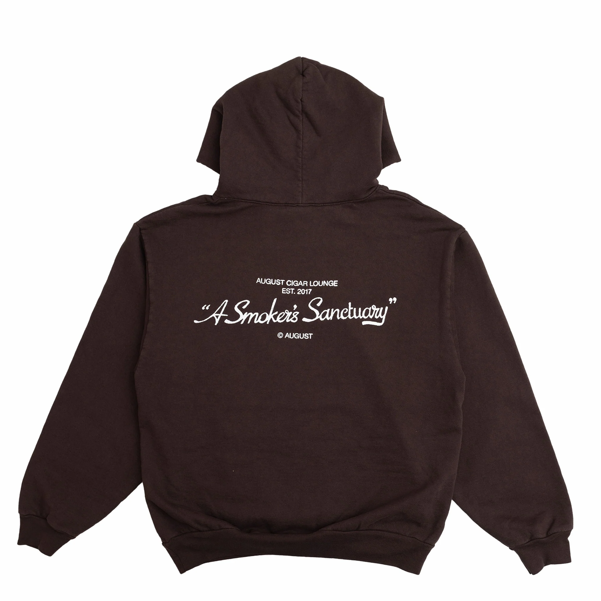 August "Cigar Lounge - A Smokers Sanctuary” 14oz Cotton Hoodie (Chocolate)