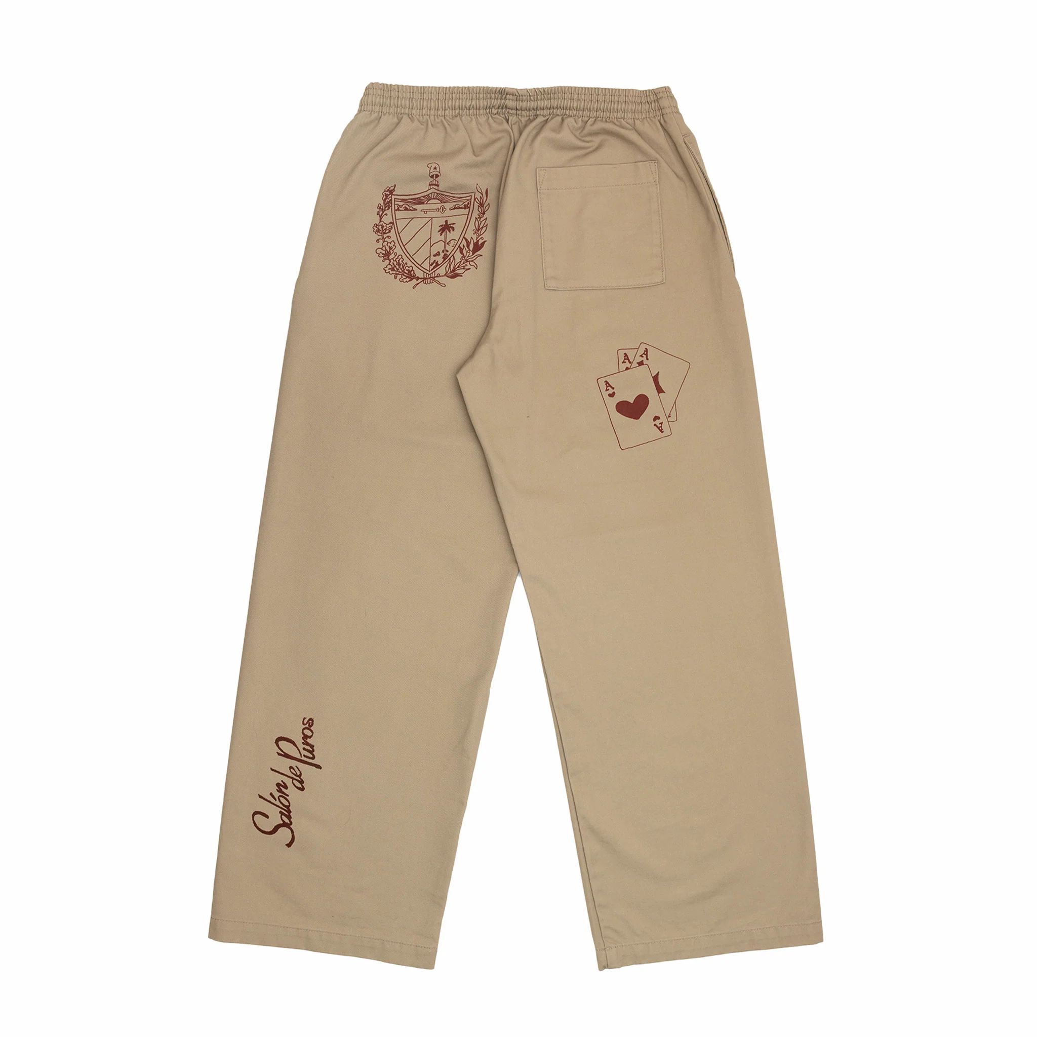 August "Cigar Lounge - Cuban Heritage" Wide Leg Casual Pants (Khaki)