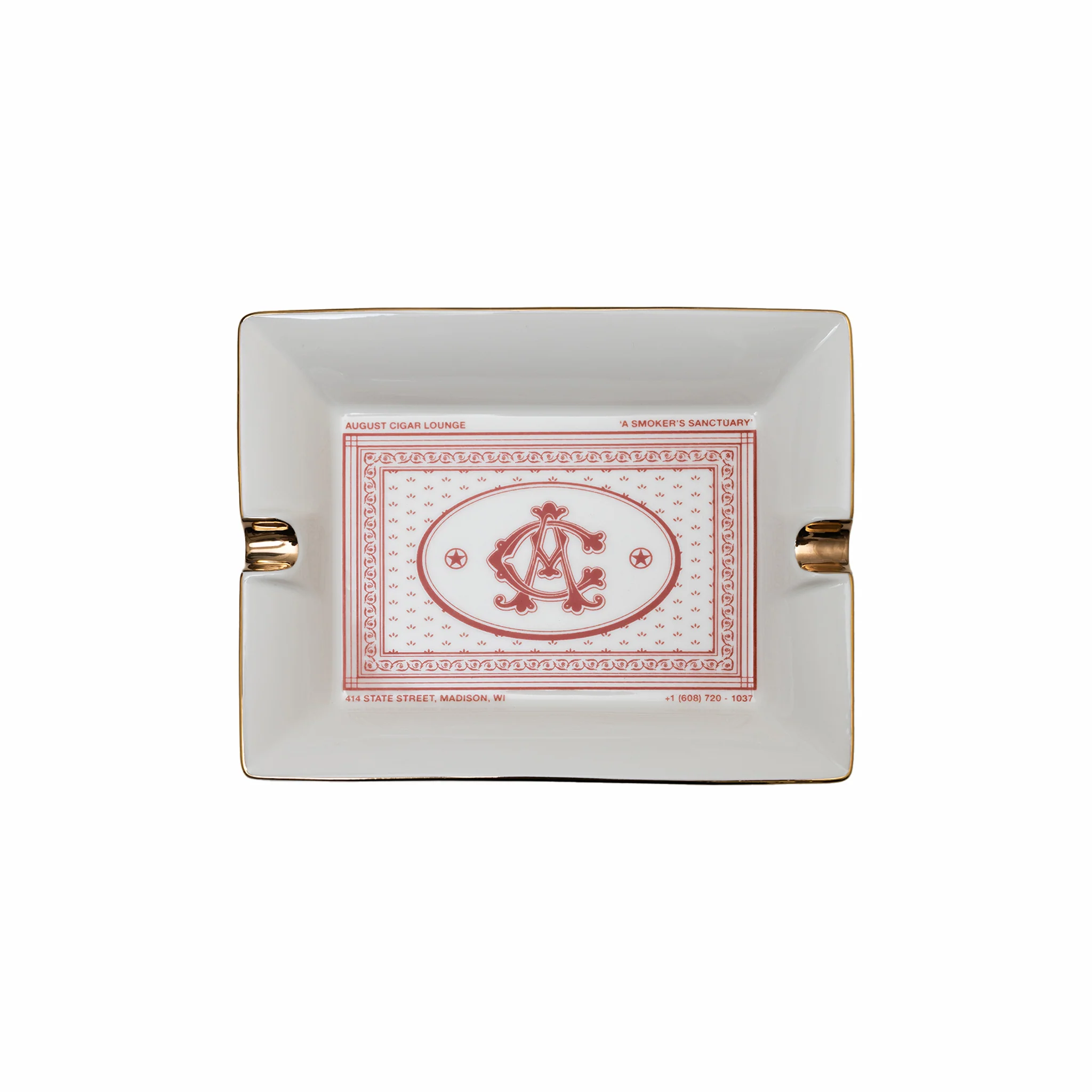 August "Cigar Lounge" Ceramic Ash Tray (White)
