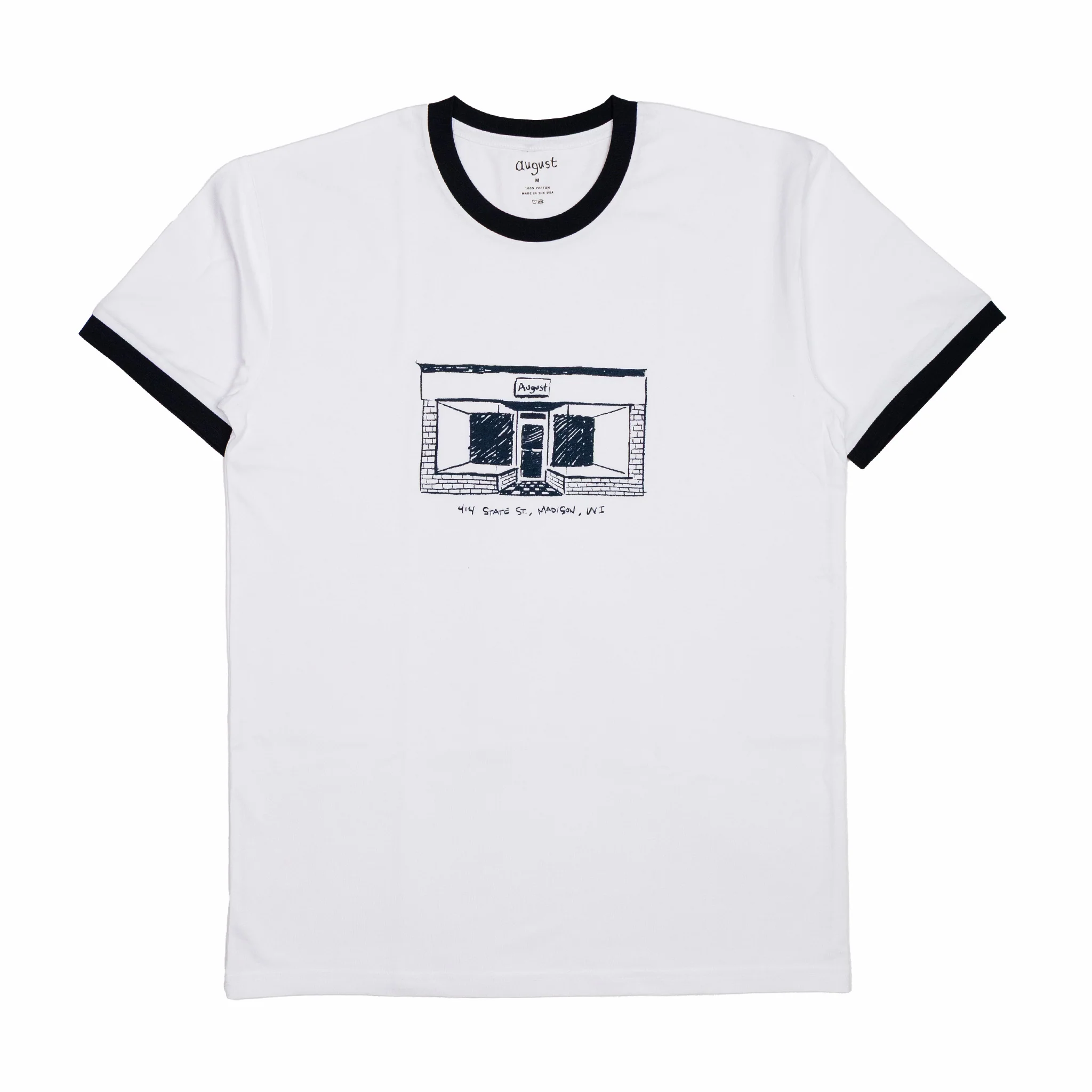 August "Father & Son" Shop Ringer T-Shirt (White/Navy)